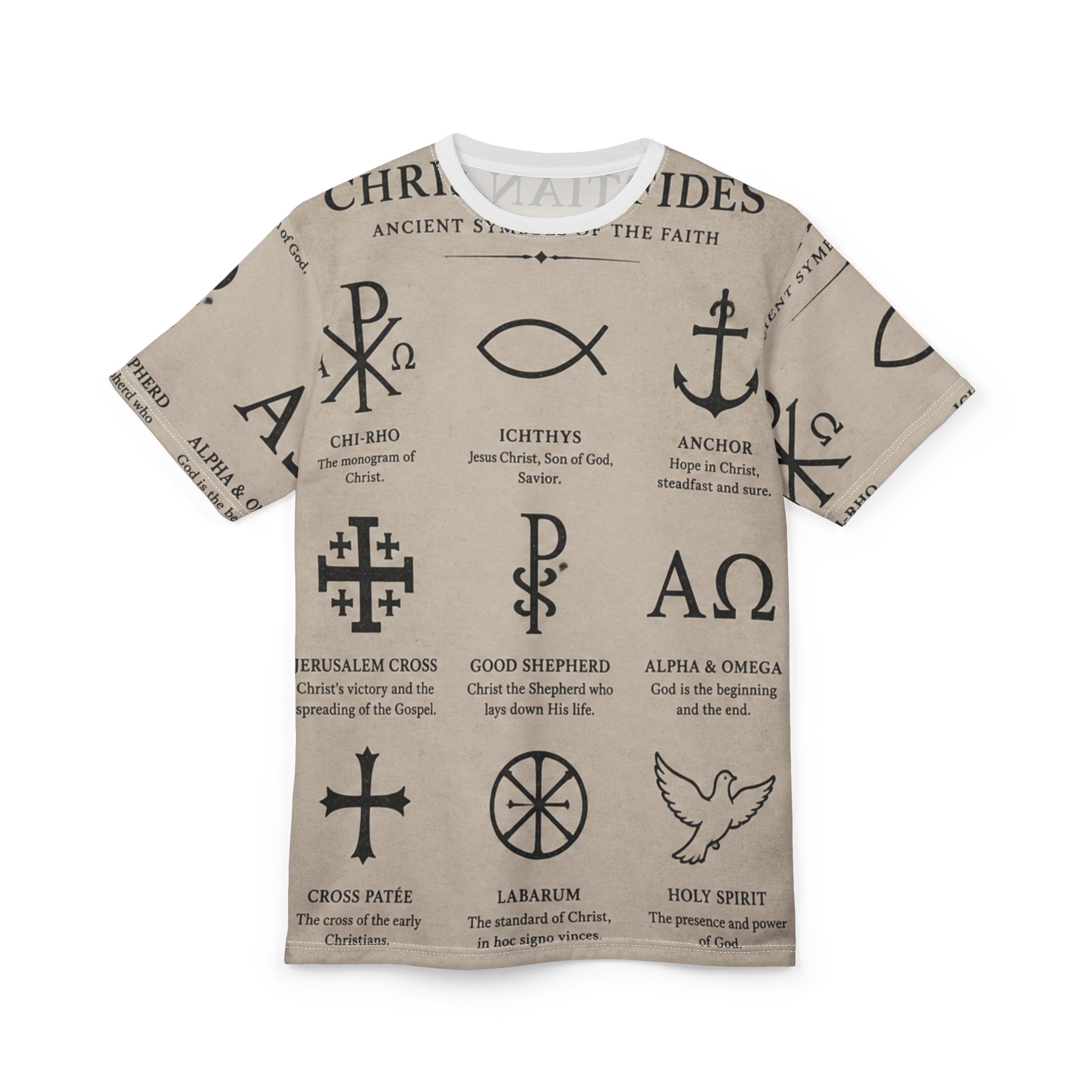 Christian Fides Codex Tee — Ancient Symbols of the Faith