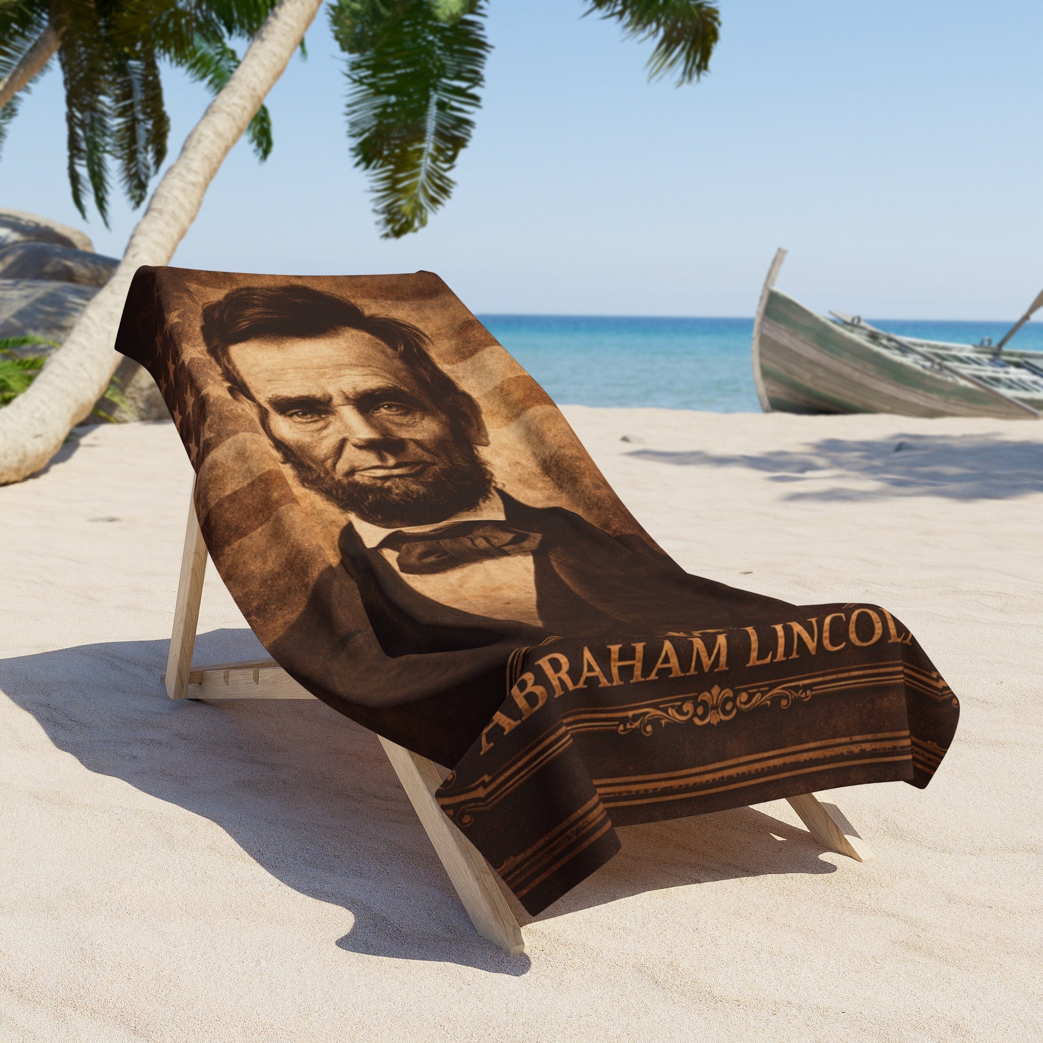 Abraham Lincoln Vintage Portrait Beach Towel