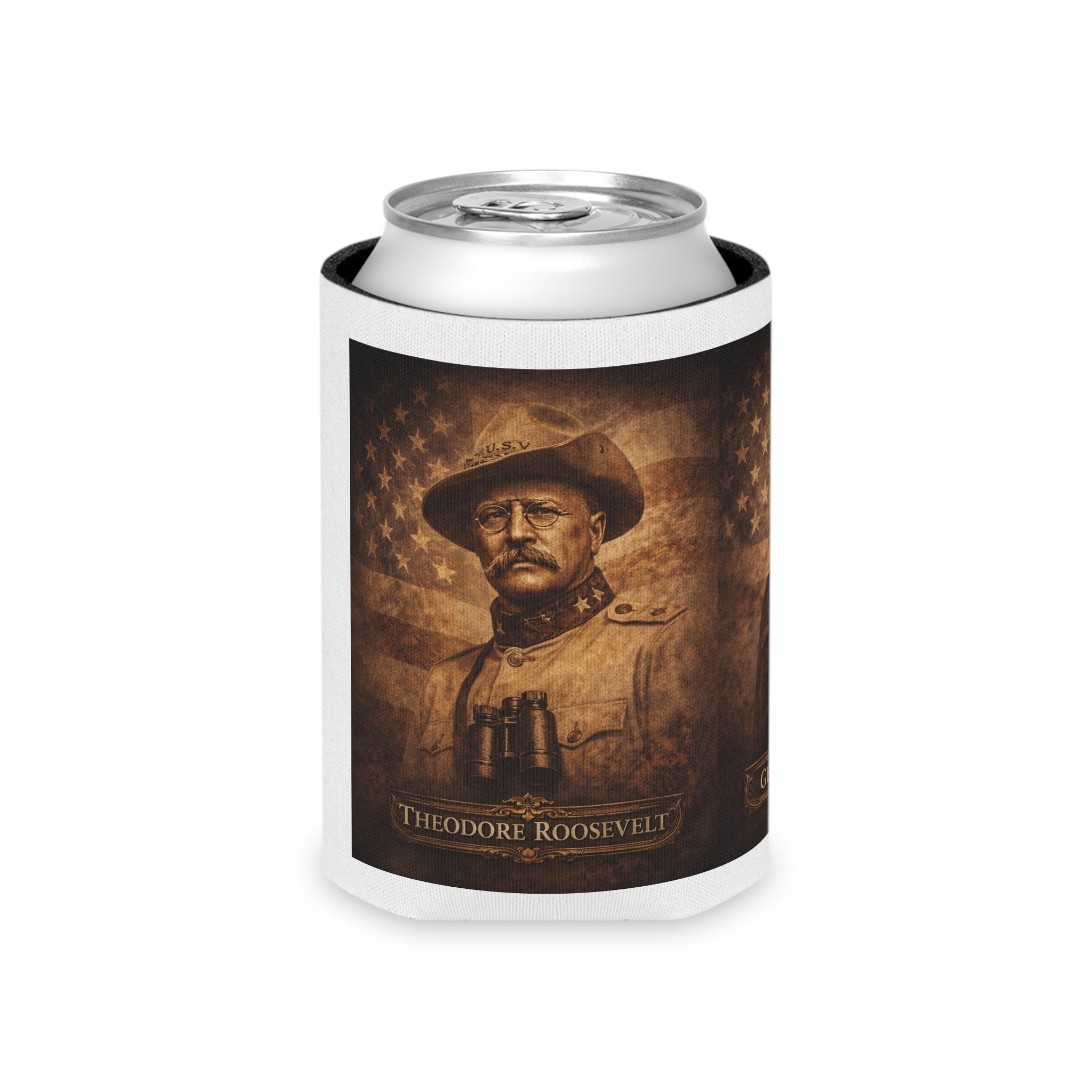 Theodore Roosevelt Vintage Portrait Can Cooler Rough Rider Edition