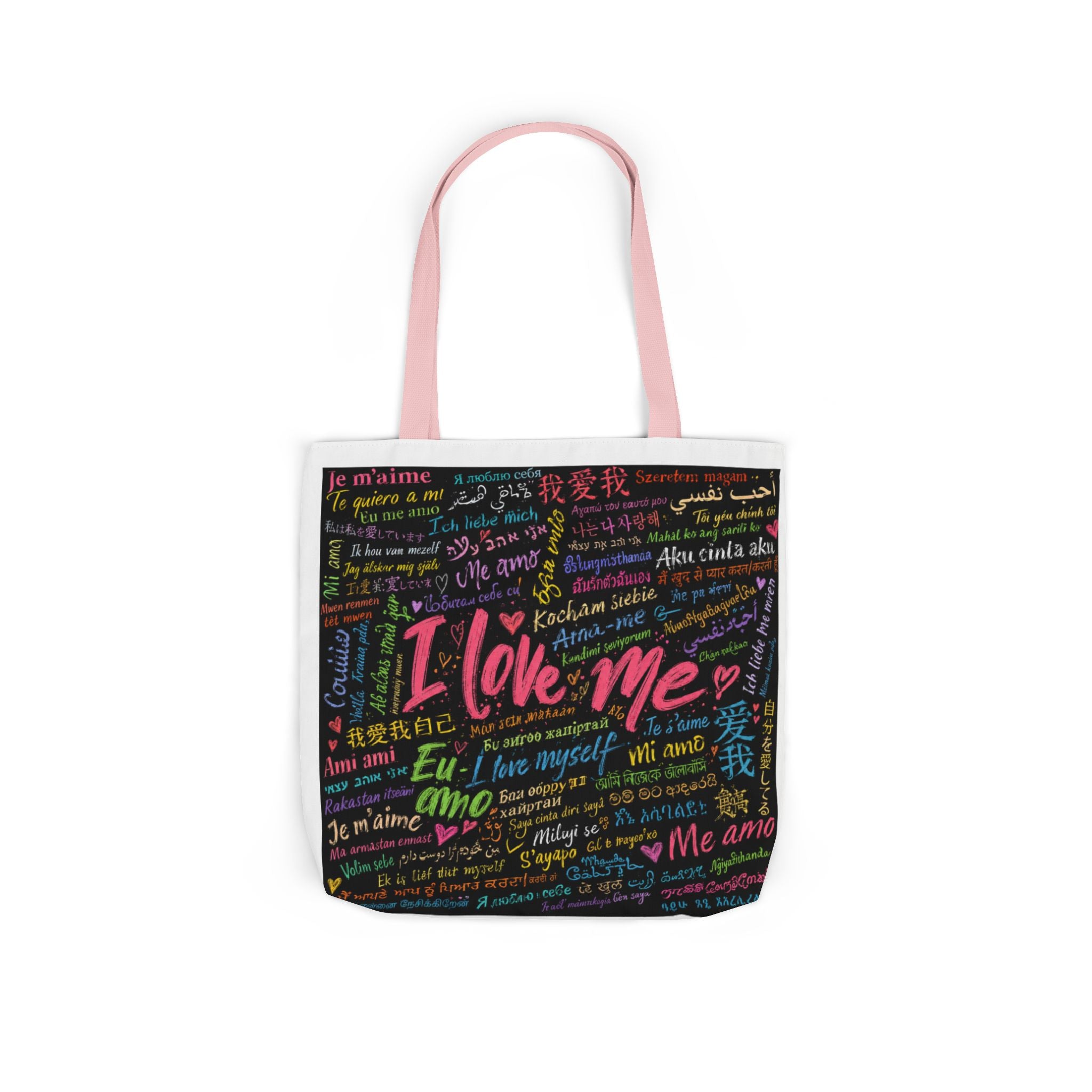 Tote Bag — "I Love Me" Multilingual Self-Love Canvas Tote