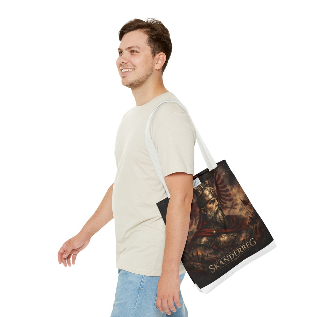 Skanderbeg Historical Portrait Tote Bag – Albanian Hero Armor Design