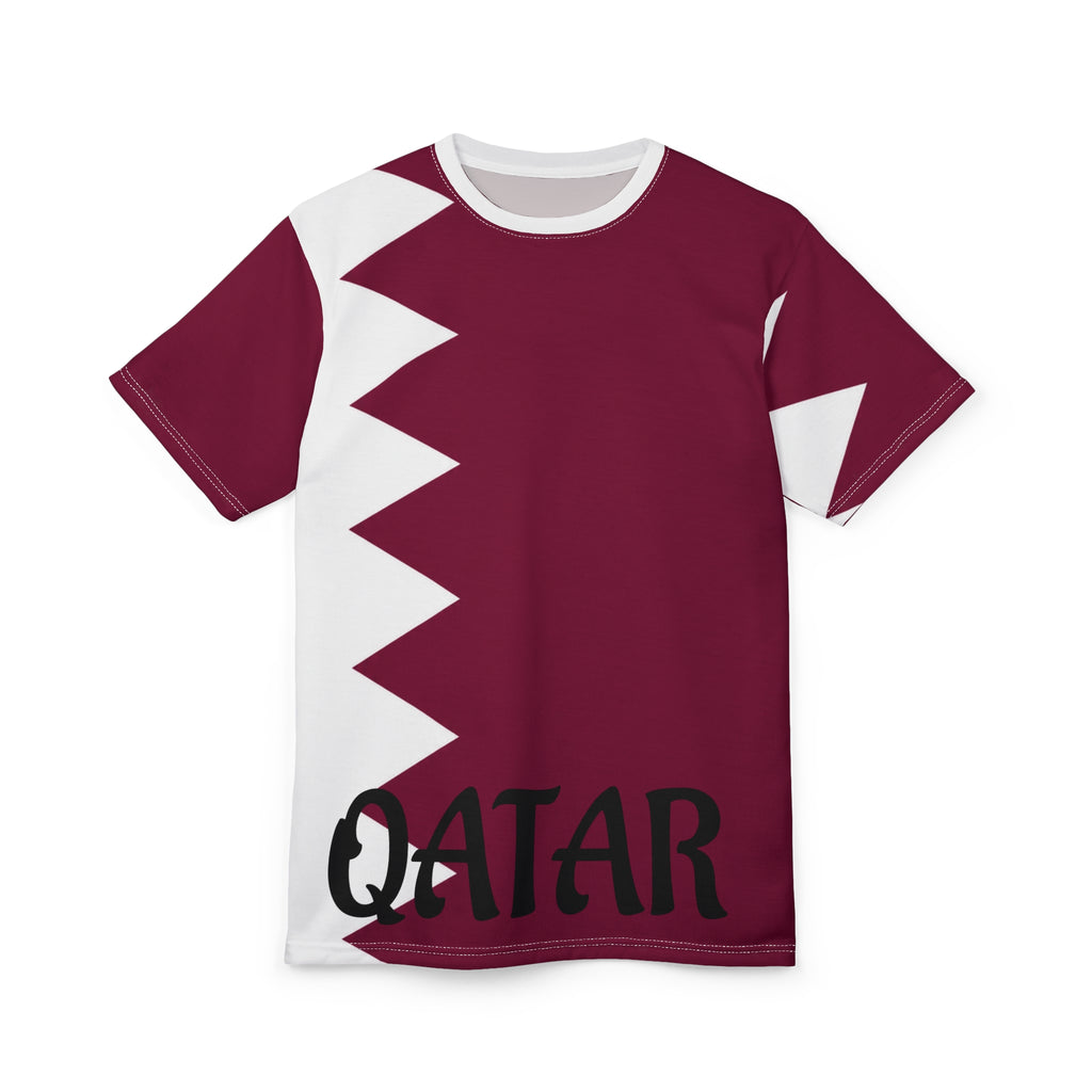 Qatar Flag Graphic Tee — Maroon & White All-Over Print
