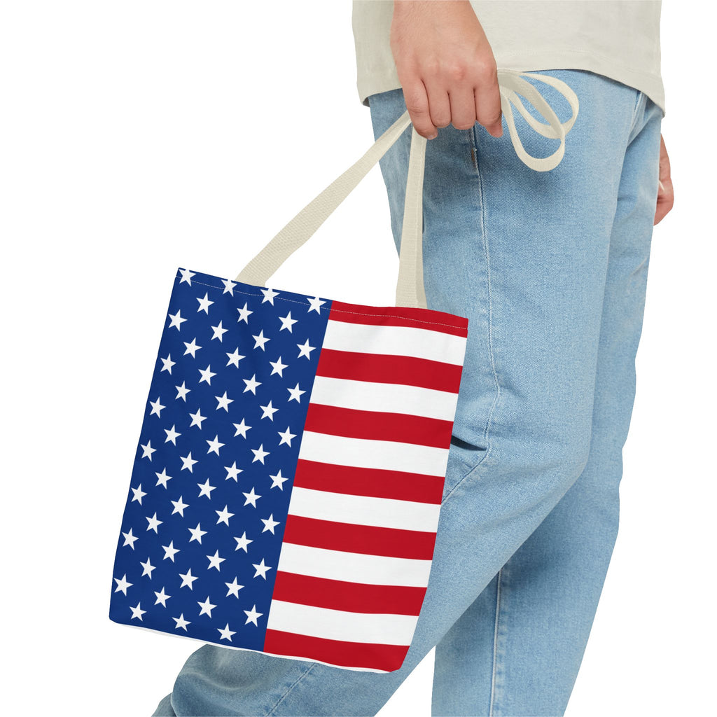 American Flag Tote Bag — Patriotic USA Stars & Stripes Beach, Grocery & Fourth of July Tote