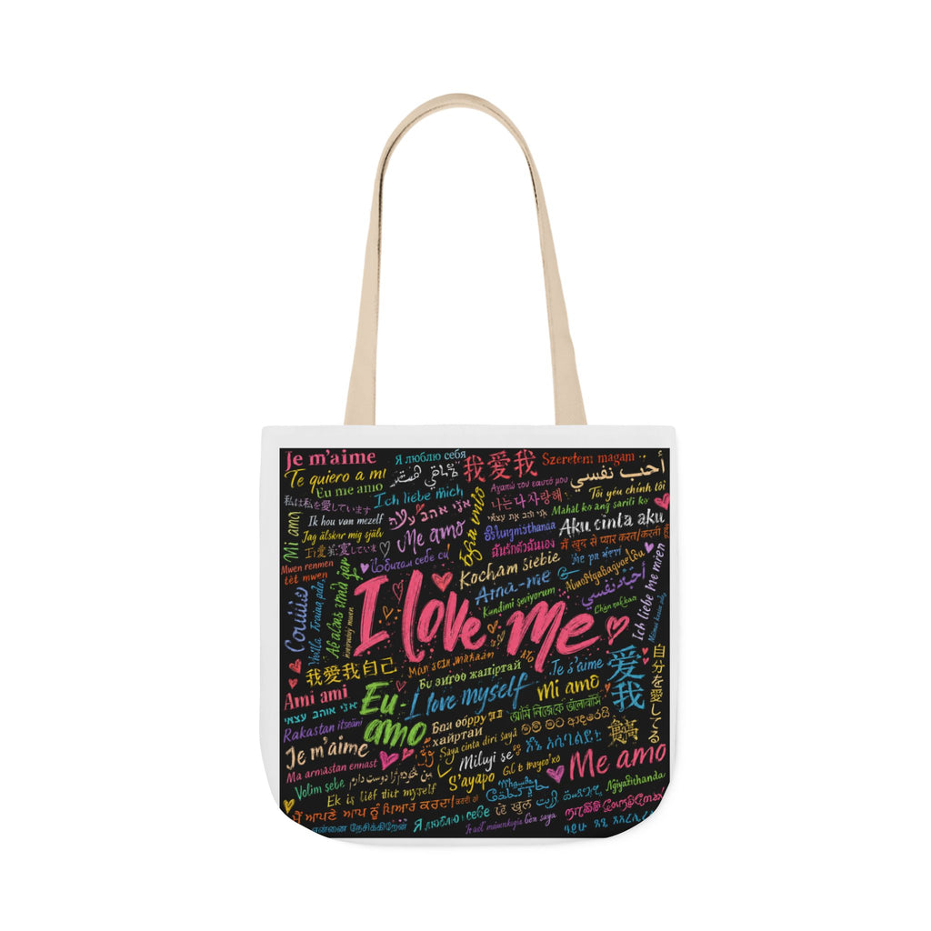 Tote Bag — "I Love Me" Multilingual Self-Love Canvas Tote