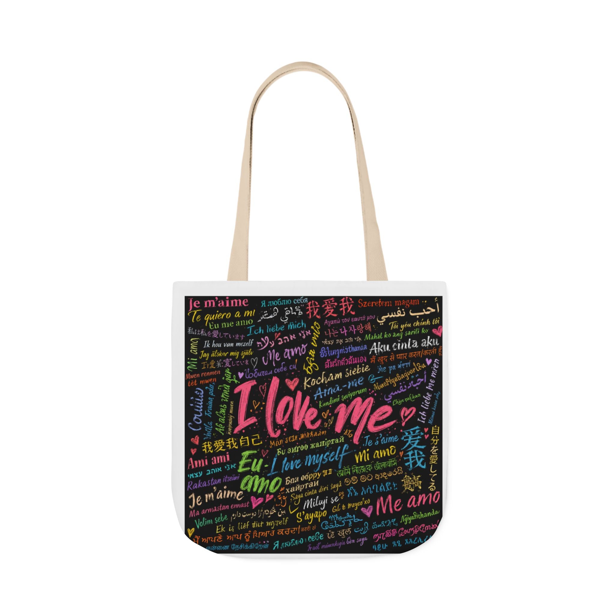 Tote Bag — "I Love Me" Multilingual Self-Love Canvas Tote