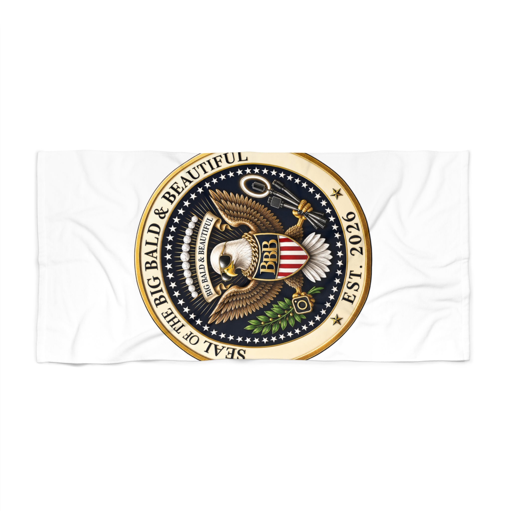Big Bald & Beautiful™ Presidential Seal Beach Towel – Confidence Looks Good Anywhere