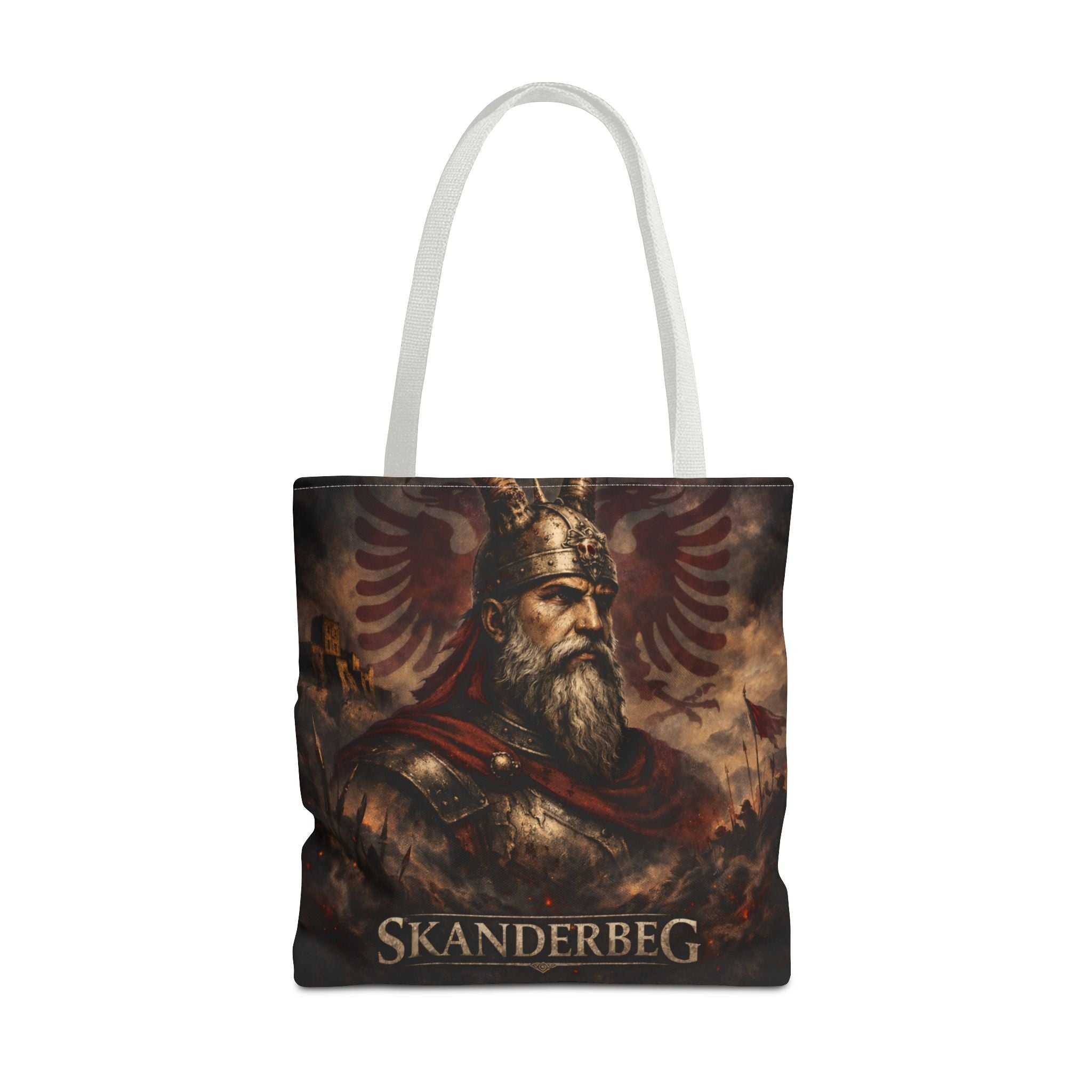 Skanderbeg Historical Portrait Tote Bag – Albanian Hero Armor Design
