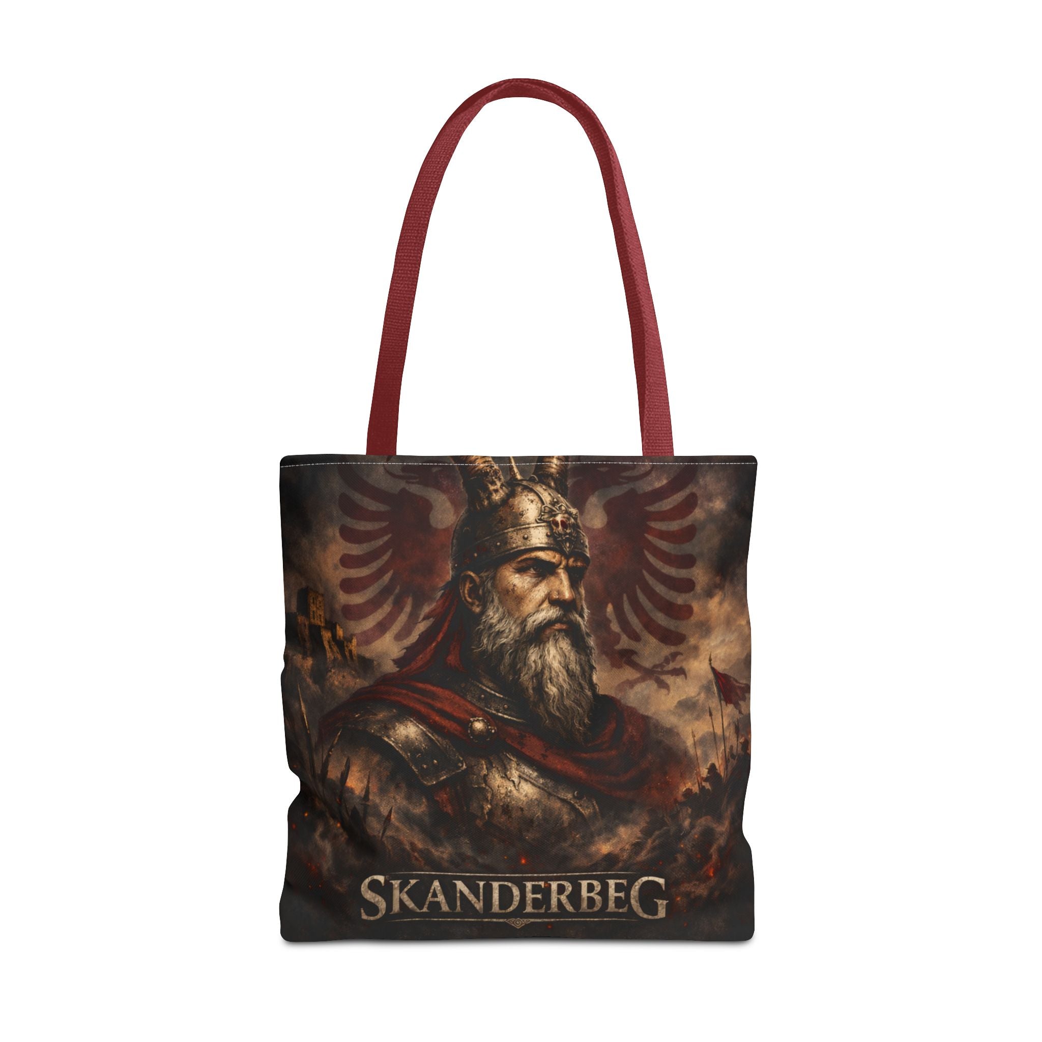 Skanderbeg Historical Portrait Tote Bag – Albanian Hero Armor Design