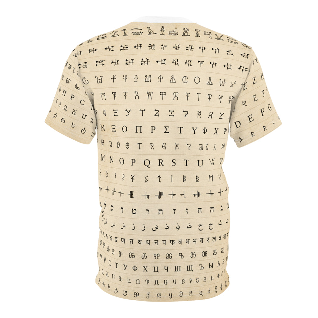 The Alphabets of Civilisation Codex white Wrap Print T-Shirt