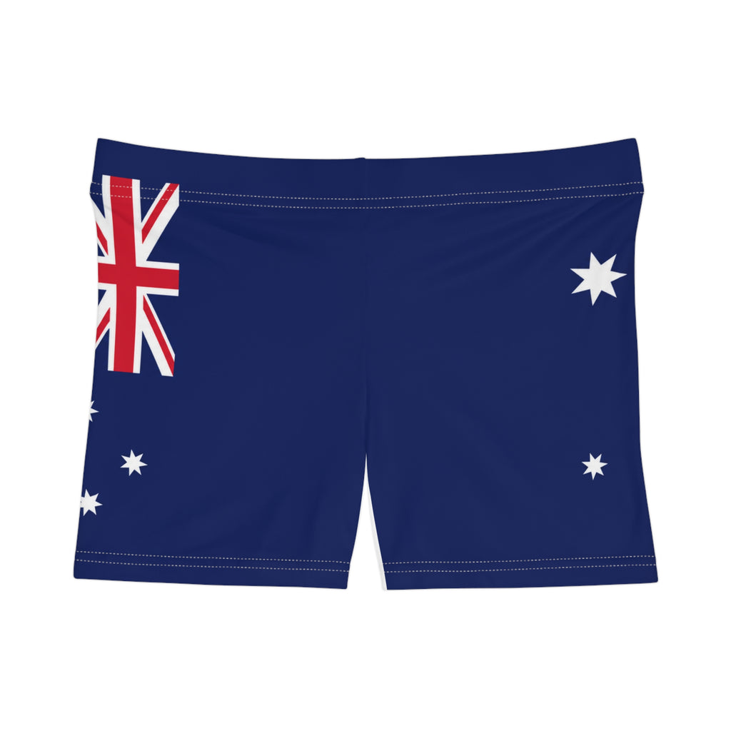 Australia Flag Women's Shorts — All-Over Print Patriotic Swim/Activewear