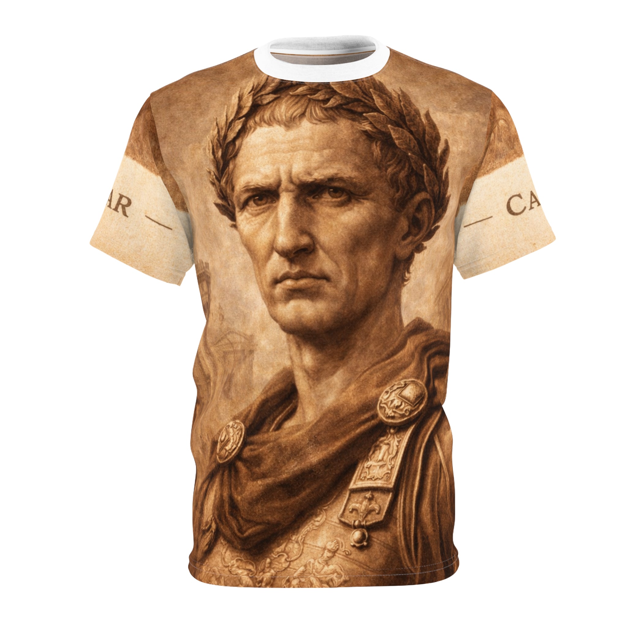 Julius Caesar Portrait Tee — Vintage Roman Emperor All-Over Print Shirt