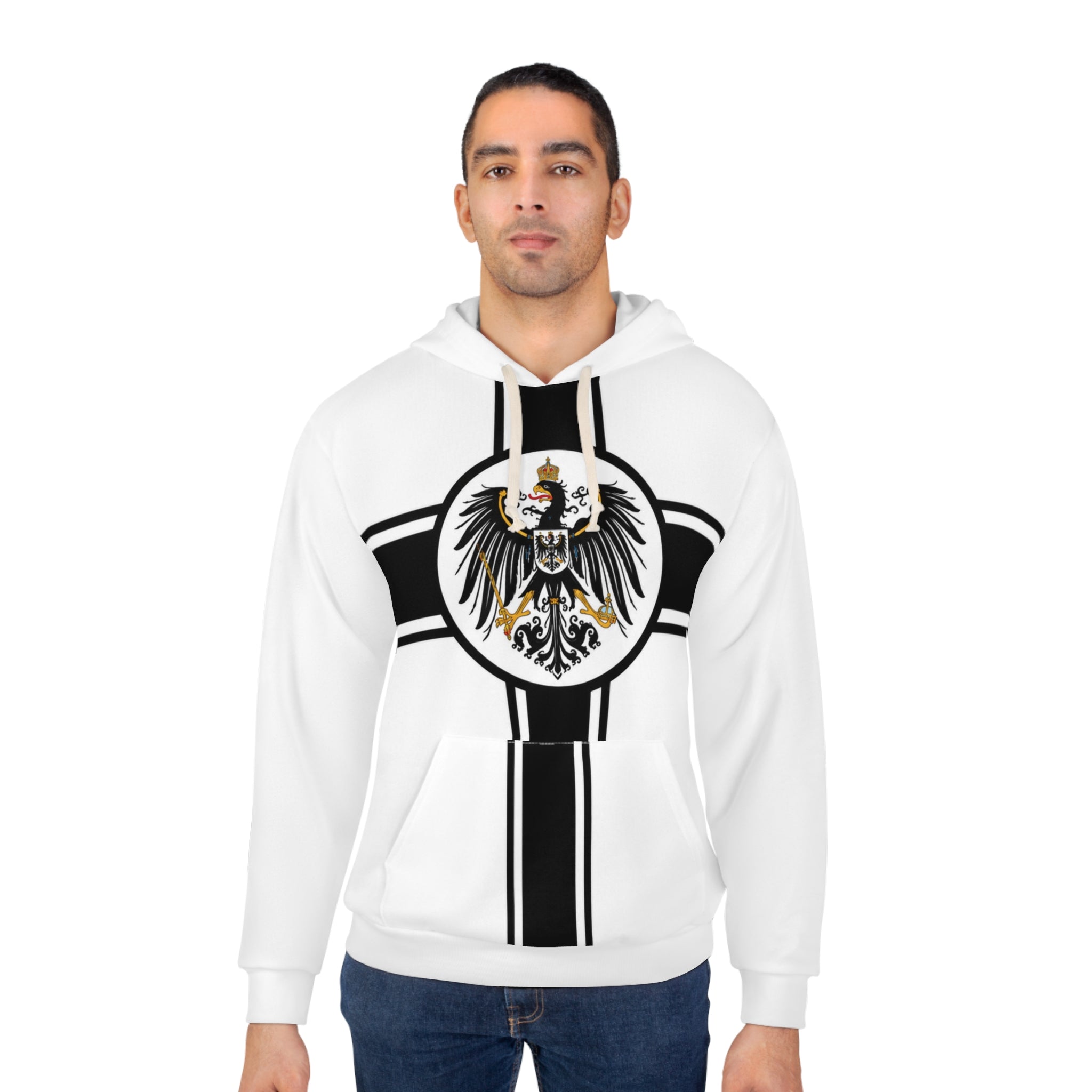 Iron Cross Graphic Hoodie — Bold Black & Red Military-Inspired Pullover