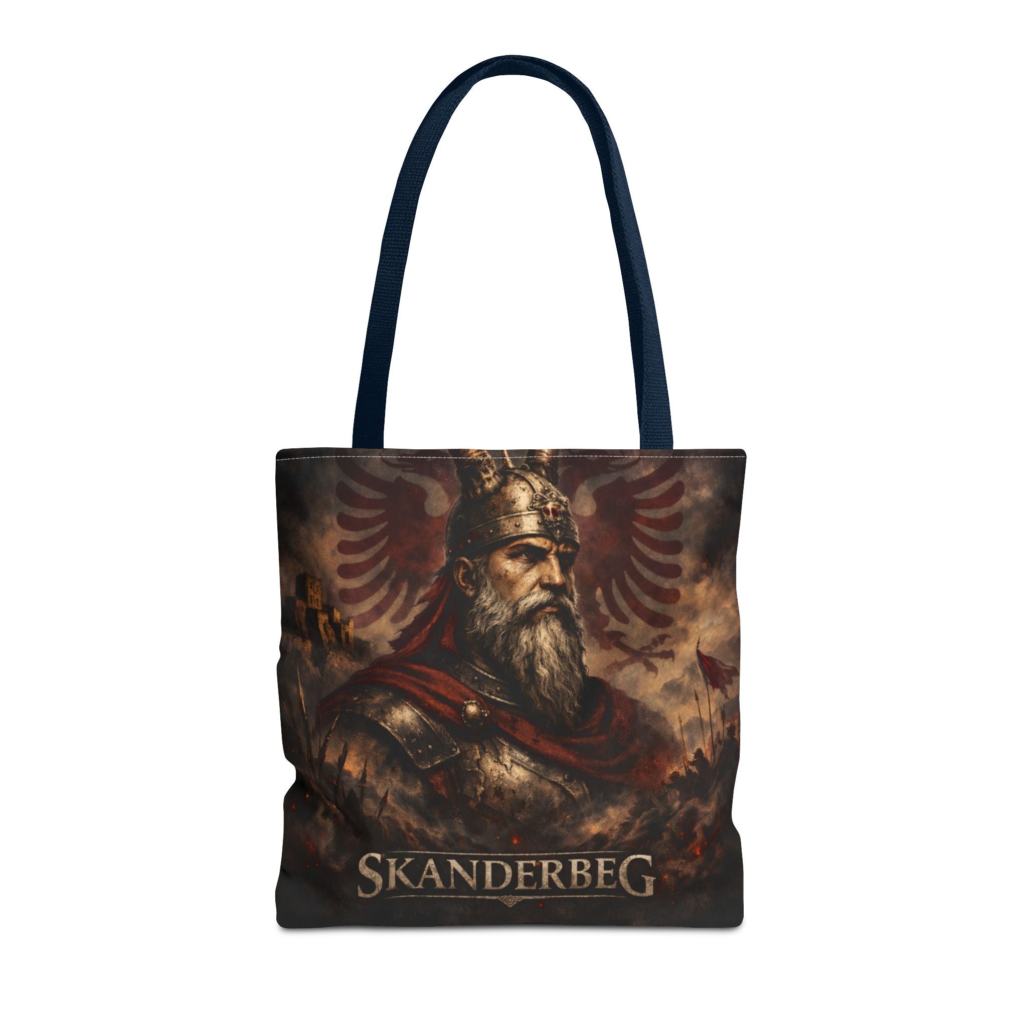 Skanderbeg Historical Portrait Tote Bag – Albanian Hero Armor Design