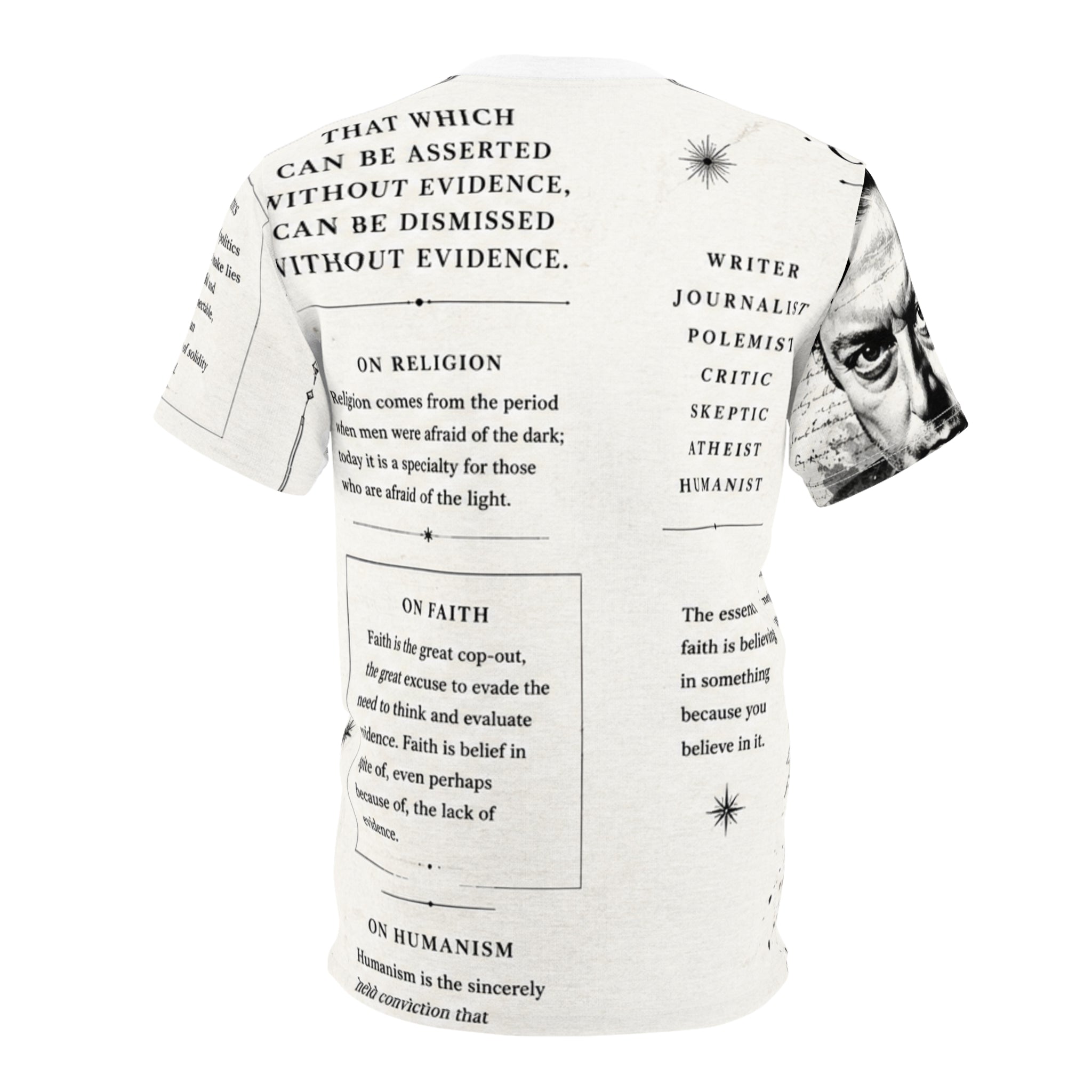 Christopher Hitchens "RELENTLESS INQUIRY"– Portrait & Quotes All-Over Print