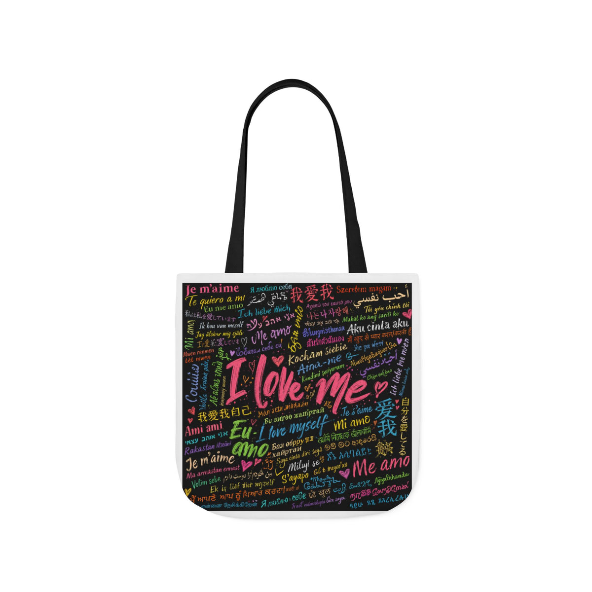 Tote Bag — "I Love Me" Multilingual Self-Love Canvas Tote