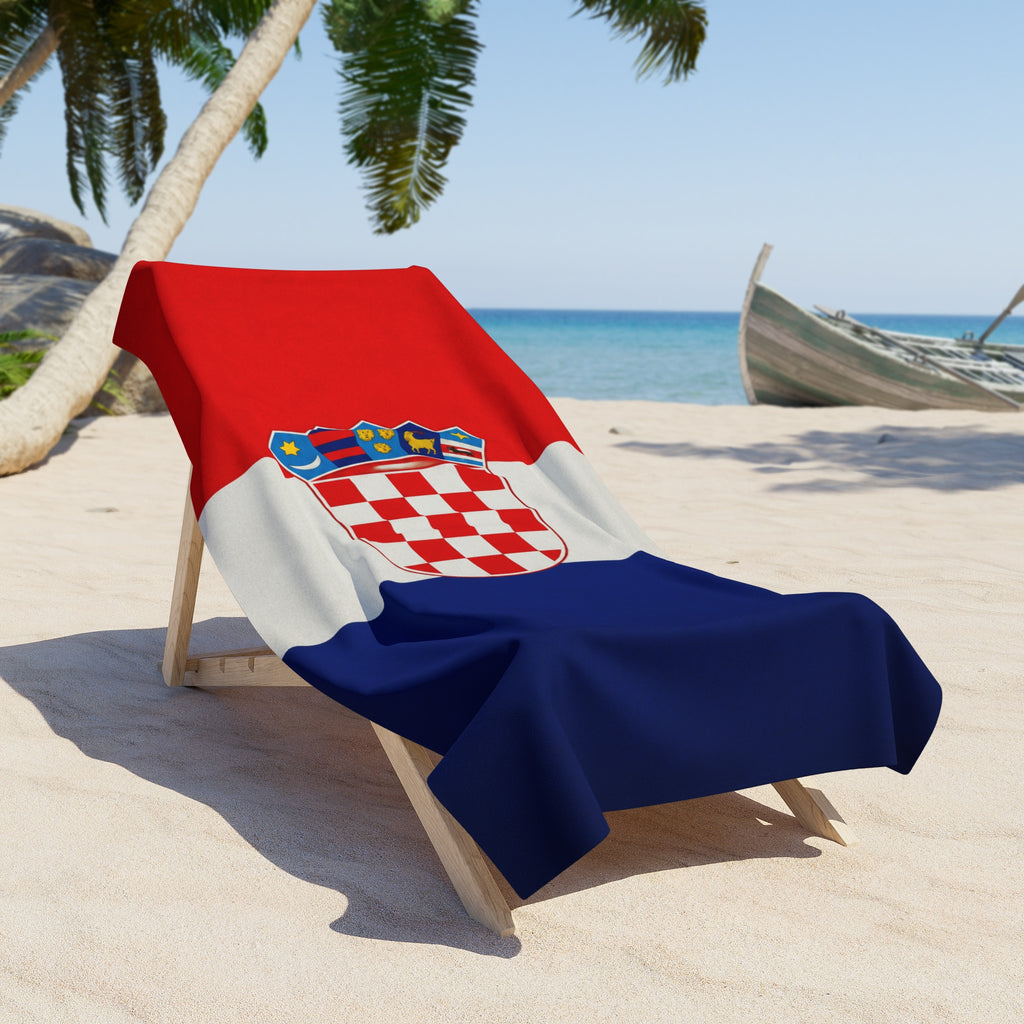 Croatia Flag Beach Towel – Red White Blue Croatian Crest Pool & Travel Towel