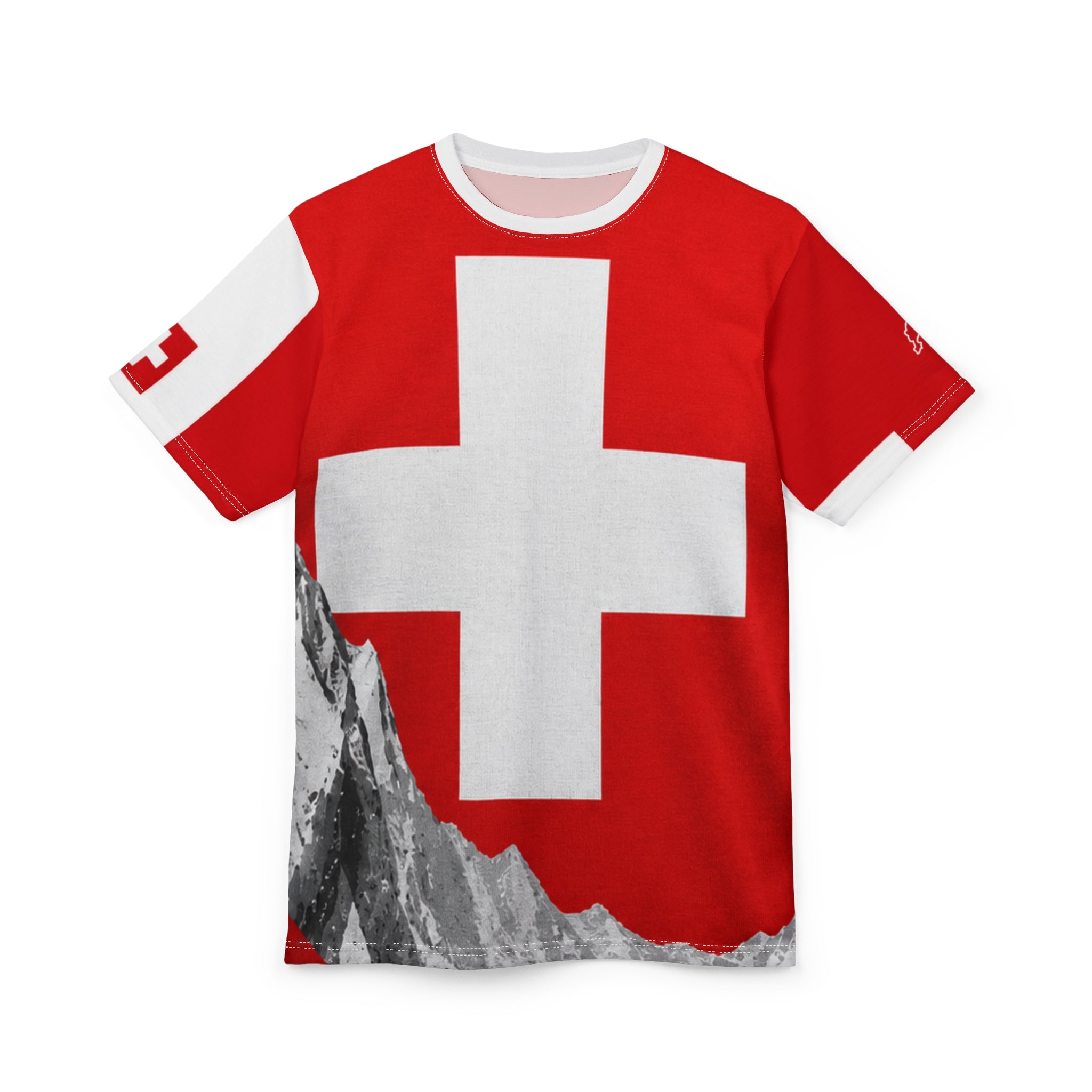 Switzerland Alpine CrossTee — Swiss Cross Scenic All-Over Print Shirt
