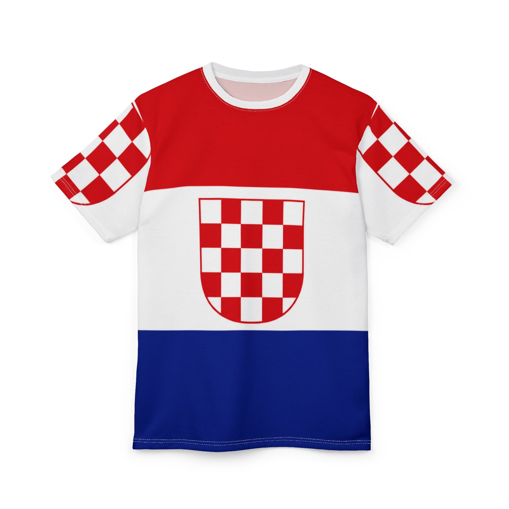 Croatia Flag T-Shirt - Red White Blue Checkerboard Shield Tee