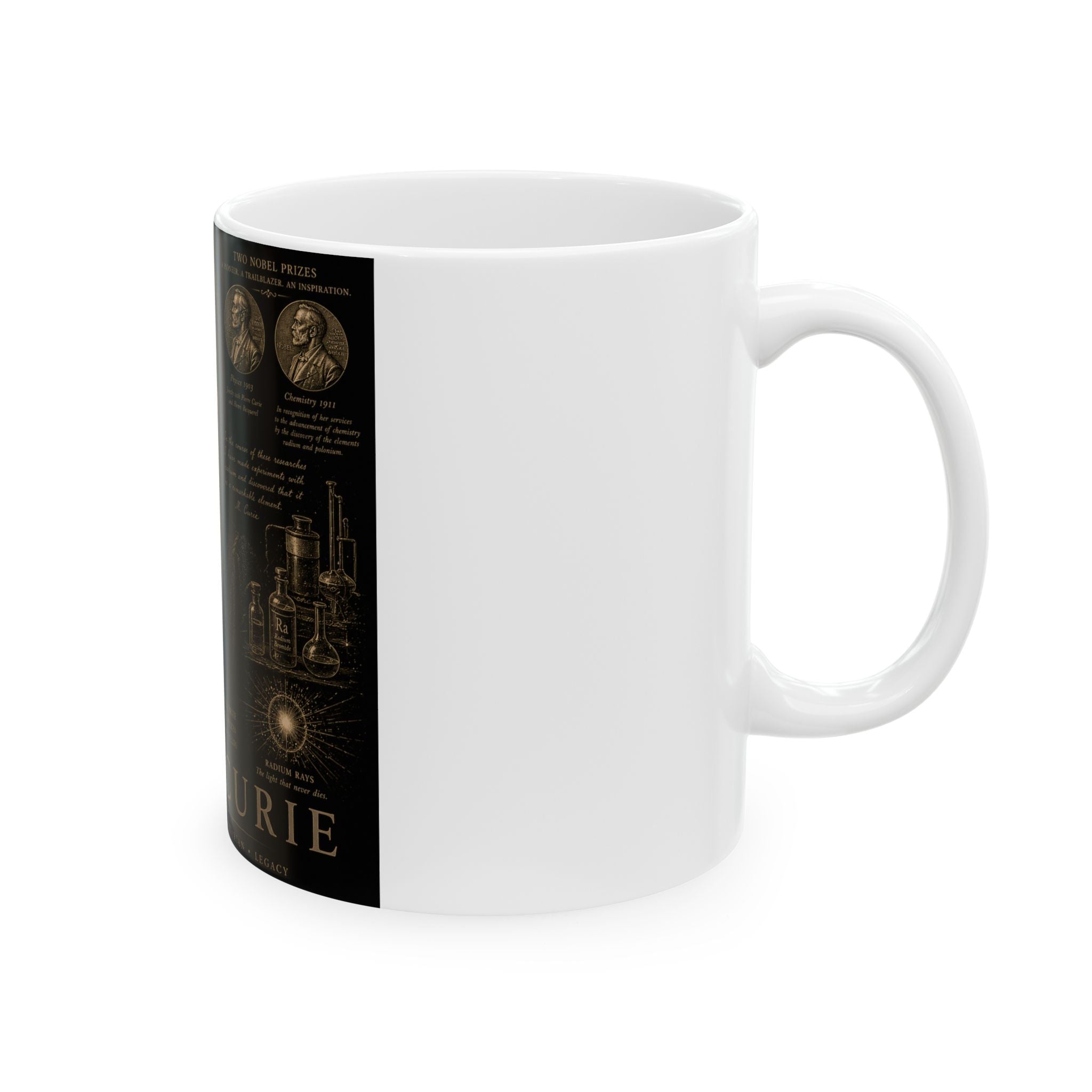 Marie Curie Commemorative Ceramic Mug — Inspirational Scientist Quote Coffee Cup (11oz/15oz)