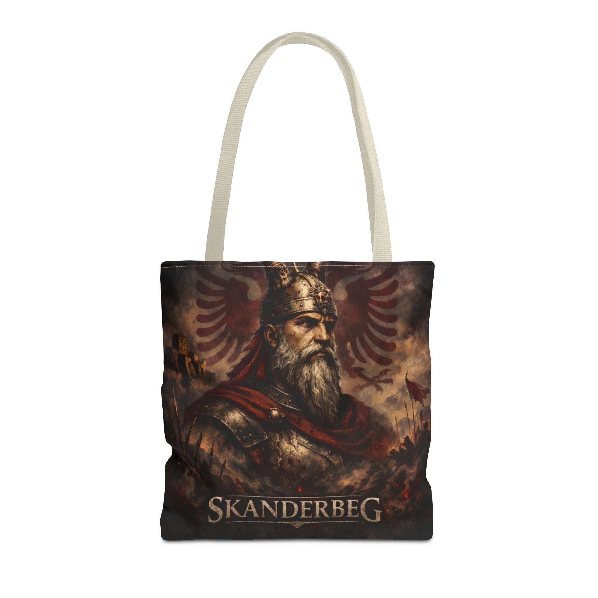Skanderbeg Historical Portrait Tote Bag – Albanian Hero Armor Design
