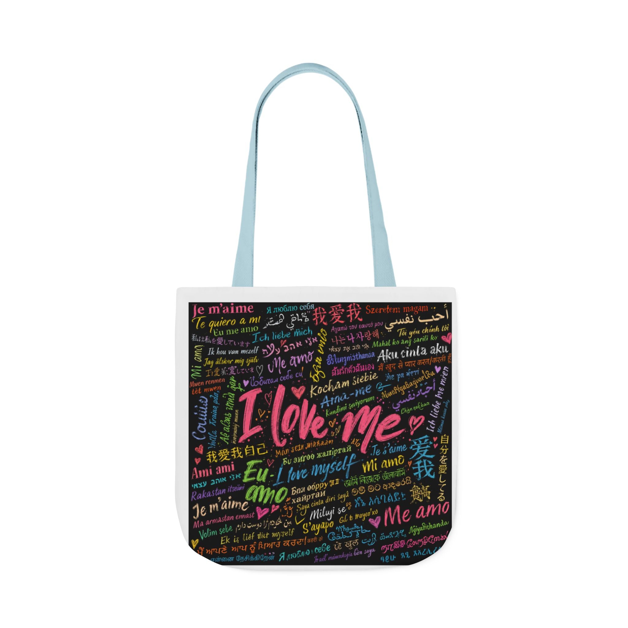 Tote Bag — "I Love Me" Multilingual Self-Love Canvas Tote