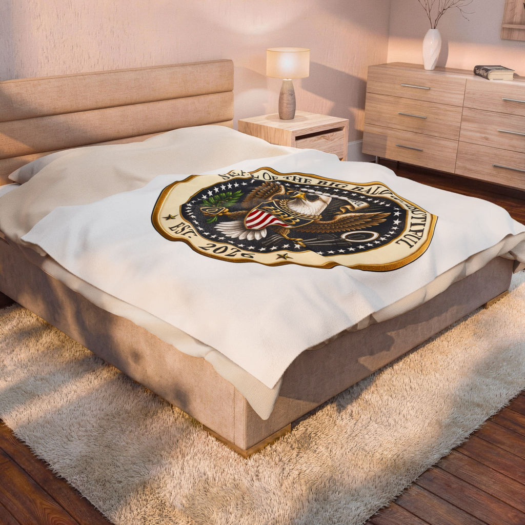 Seal of the Big Bald & Beautiful™ Velveteen Plush Blanket | Premium Cozy Throw for Bald Legends