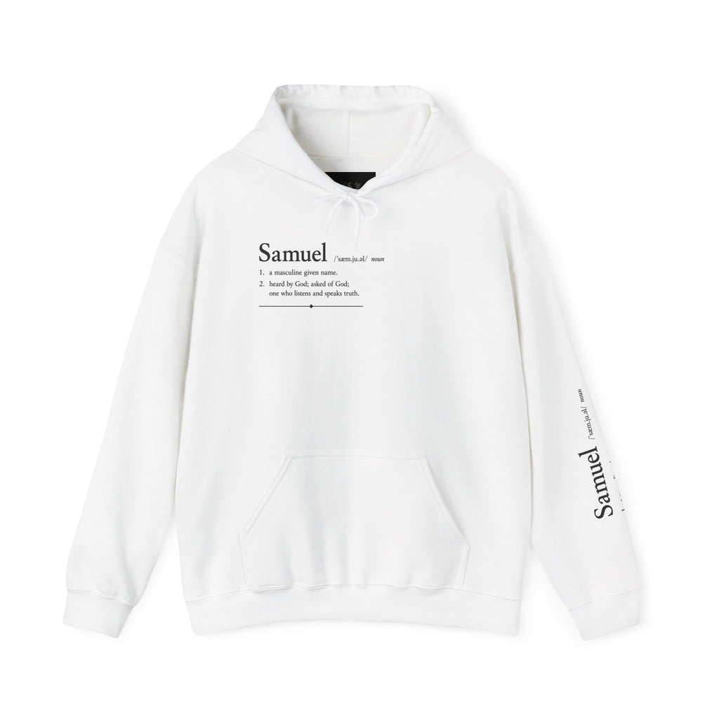 Samuel Personalized Name Hoodie | Minimalist Dictionary Style | Biblical Name Meaning | Hebrew Name Origin | Christian Gift | Custom Name Apparel