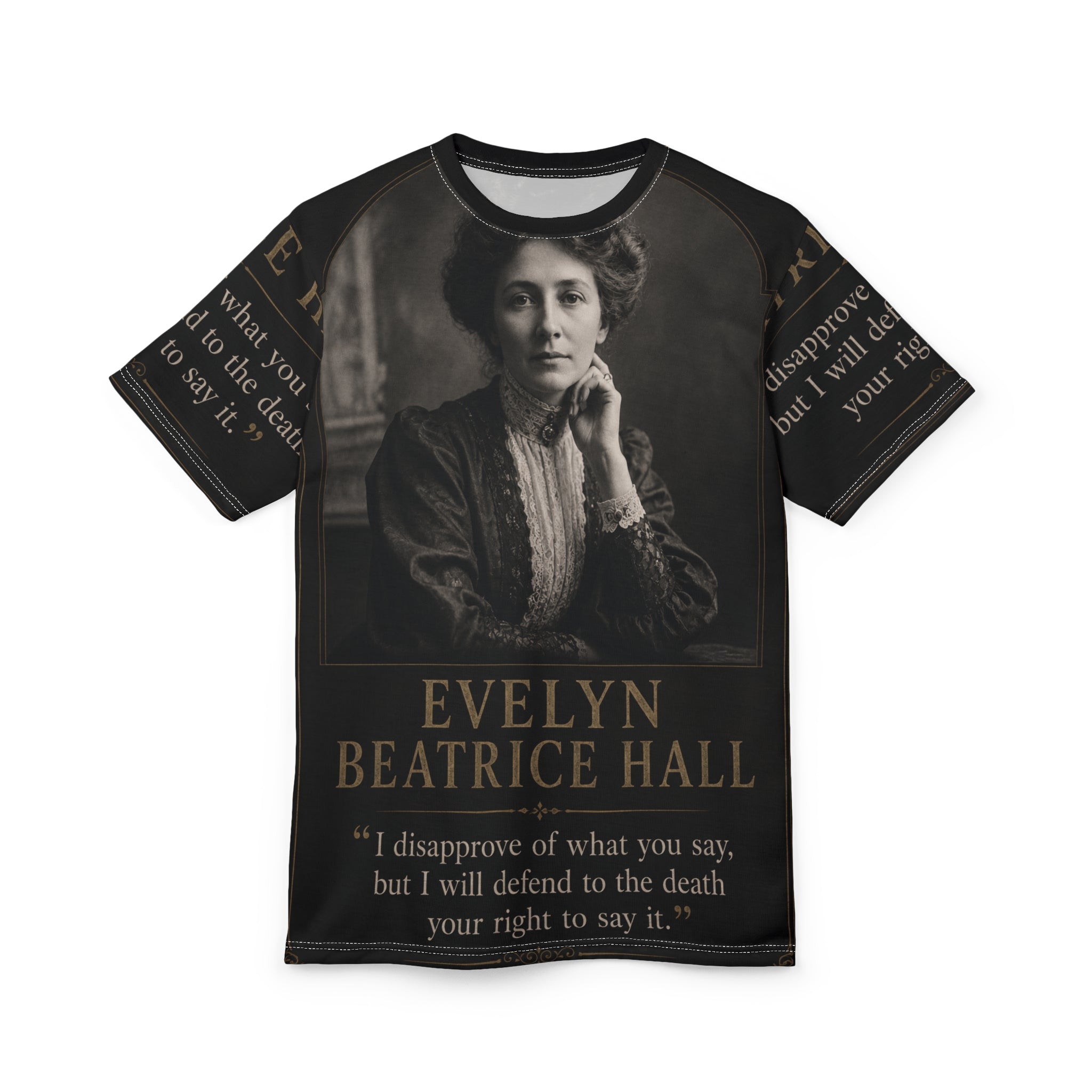 Evelyn Beatrice Hall Portrait Tee — "I disapprove of what you say, but I will defend to the death your right to say it."
