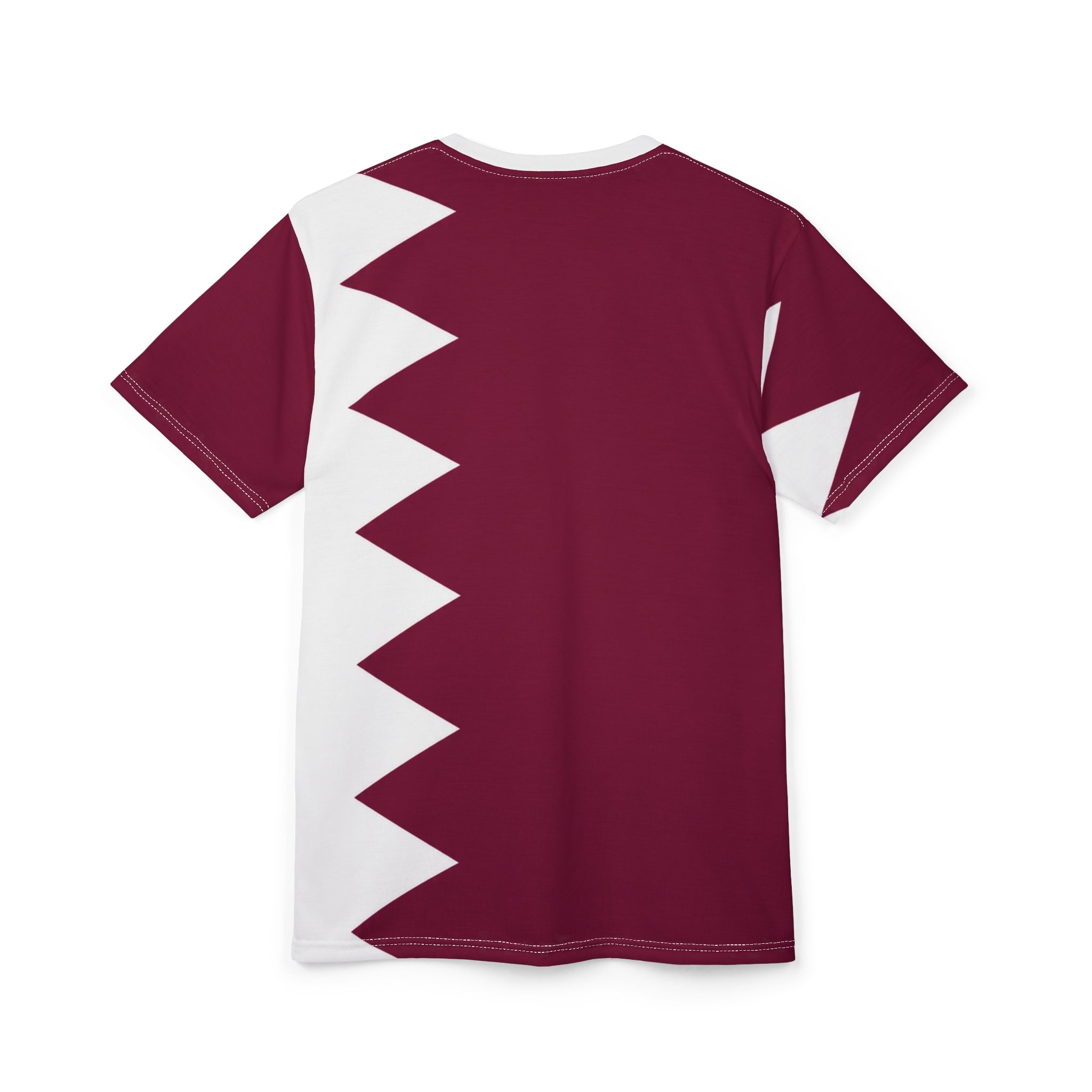 Qatar Flag Graphic Tee — Maroon & White All-Over Print