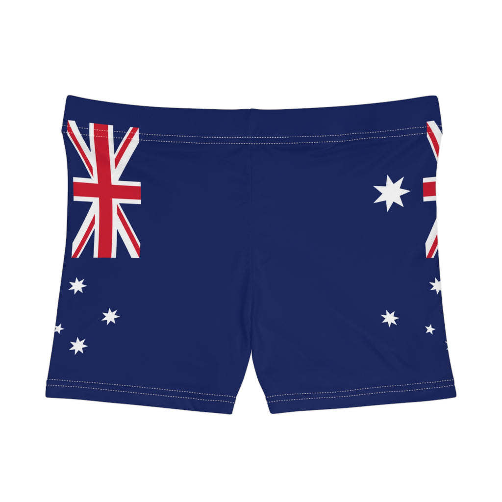 Australia Flag Women's Shorts — All-Over Print Patriotic Swim/Activewear