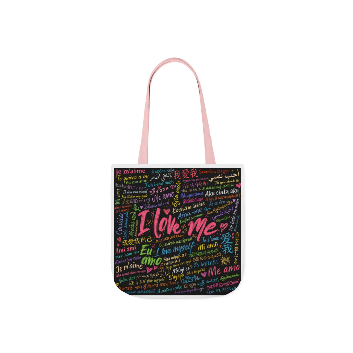 Tote Bag — "I Love Me" Multilingual Self-Love Canvas Tote
