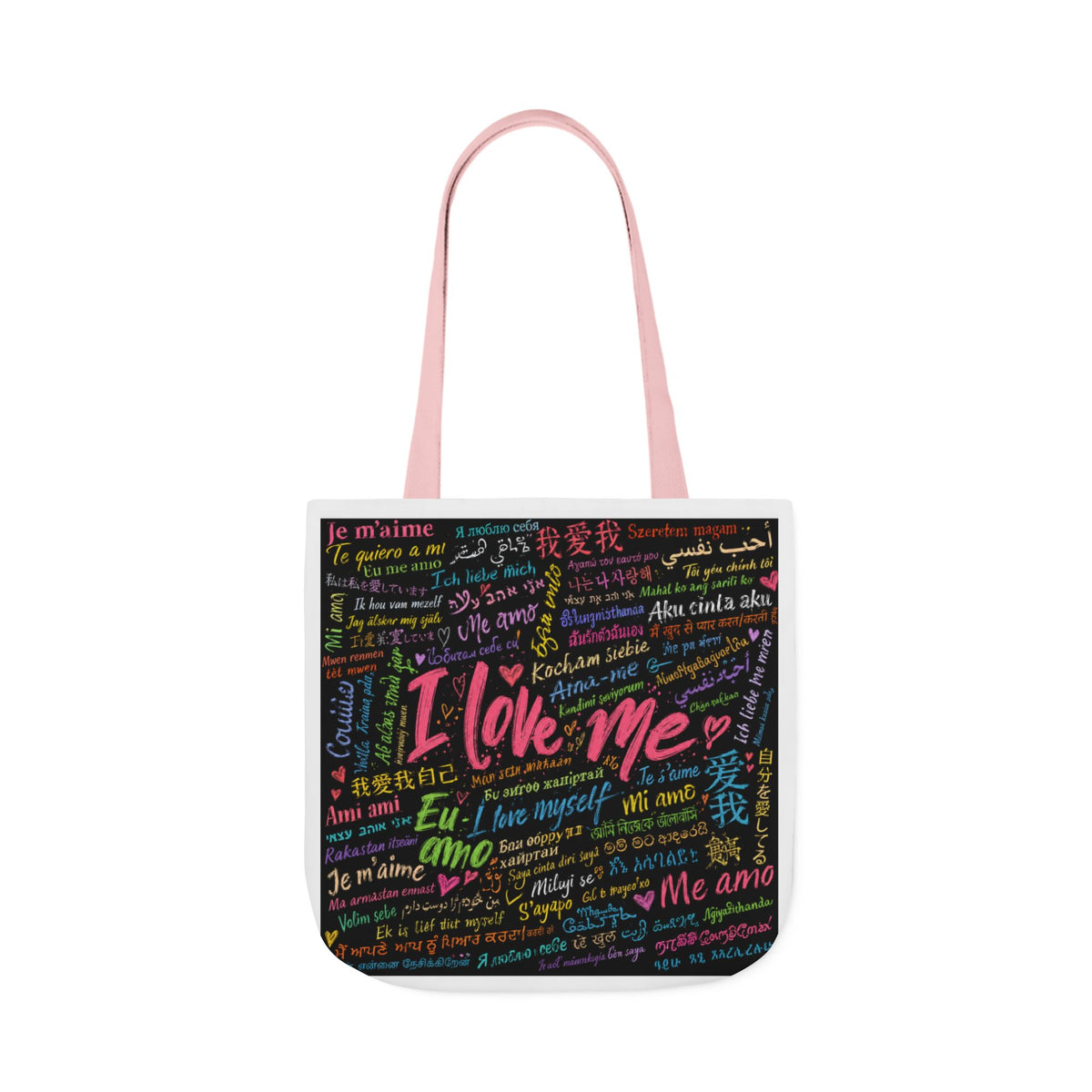 Tote Bag — "I Love Me" Multilingual Self-Love Canvas Tote