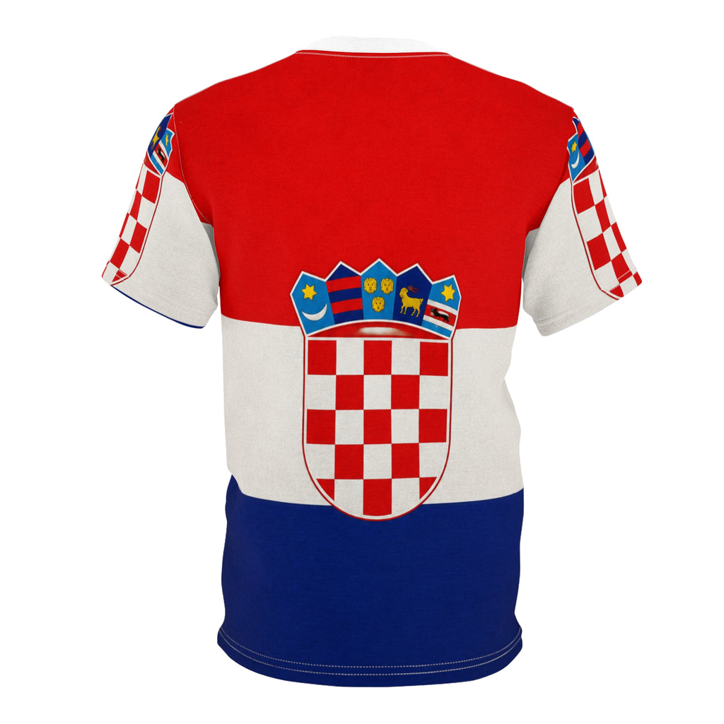 Croatia Flag All-Over Print Tee — Croatian Coat of Arms Patriotic Shirt
