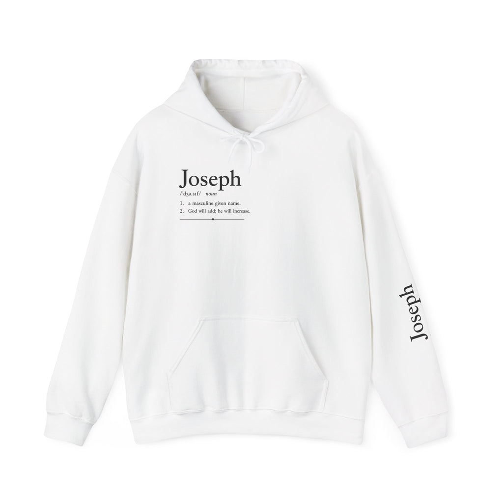 Joseph Personalized Name Hoodie | Minimalist Dictionary Style | Biblical Name Meaning | Hebrew Name Origin | Christian Gift | Custom Name Apparel