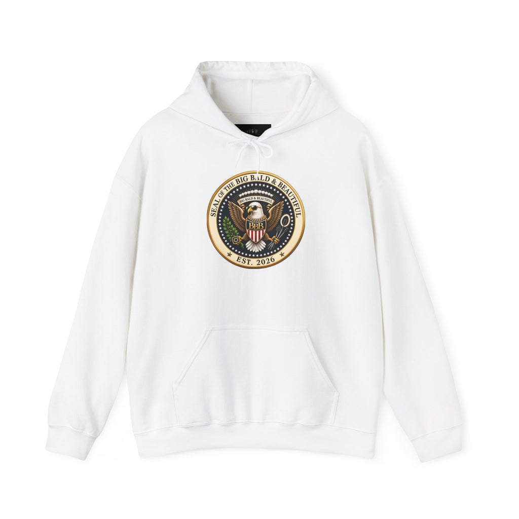 Big Bald & Beautiful Presidential Eagle Seal Hoodie – Confidence. Strength. Brotherhood.