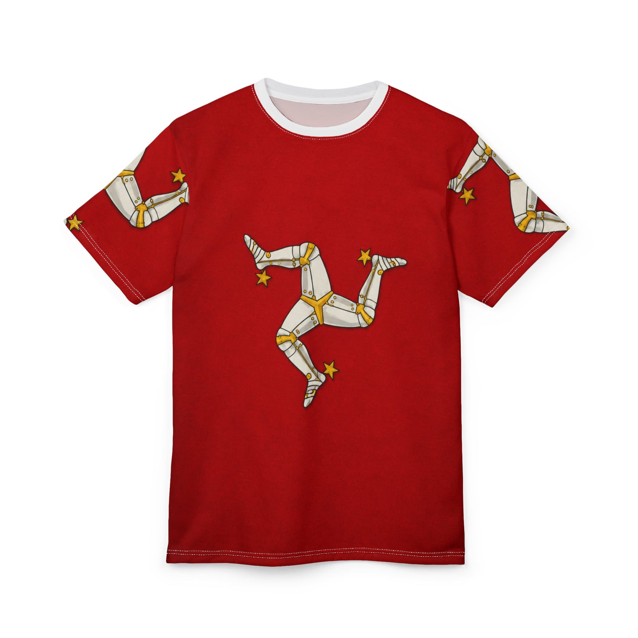 Isle of Man Triskelion Tee — Red Celtic Three Legs Design
