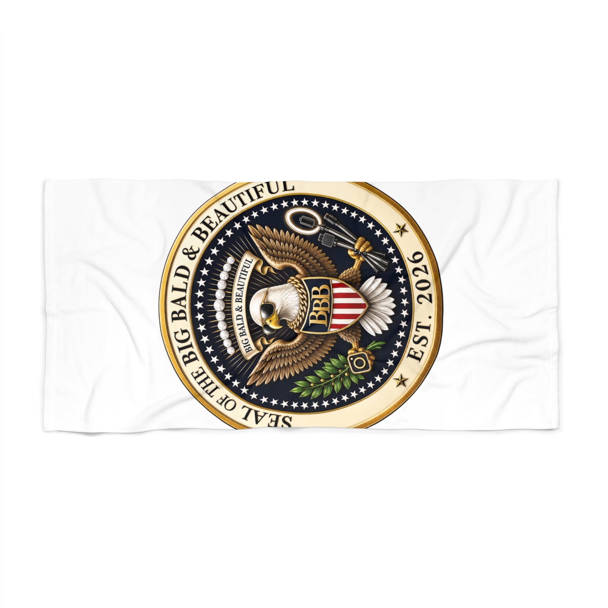 Big Bald & Beautiful™ Presidential Seal Beach Towel – Confidence Looks Good Anywhere
