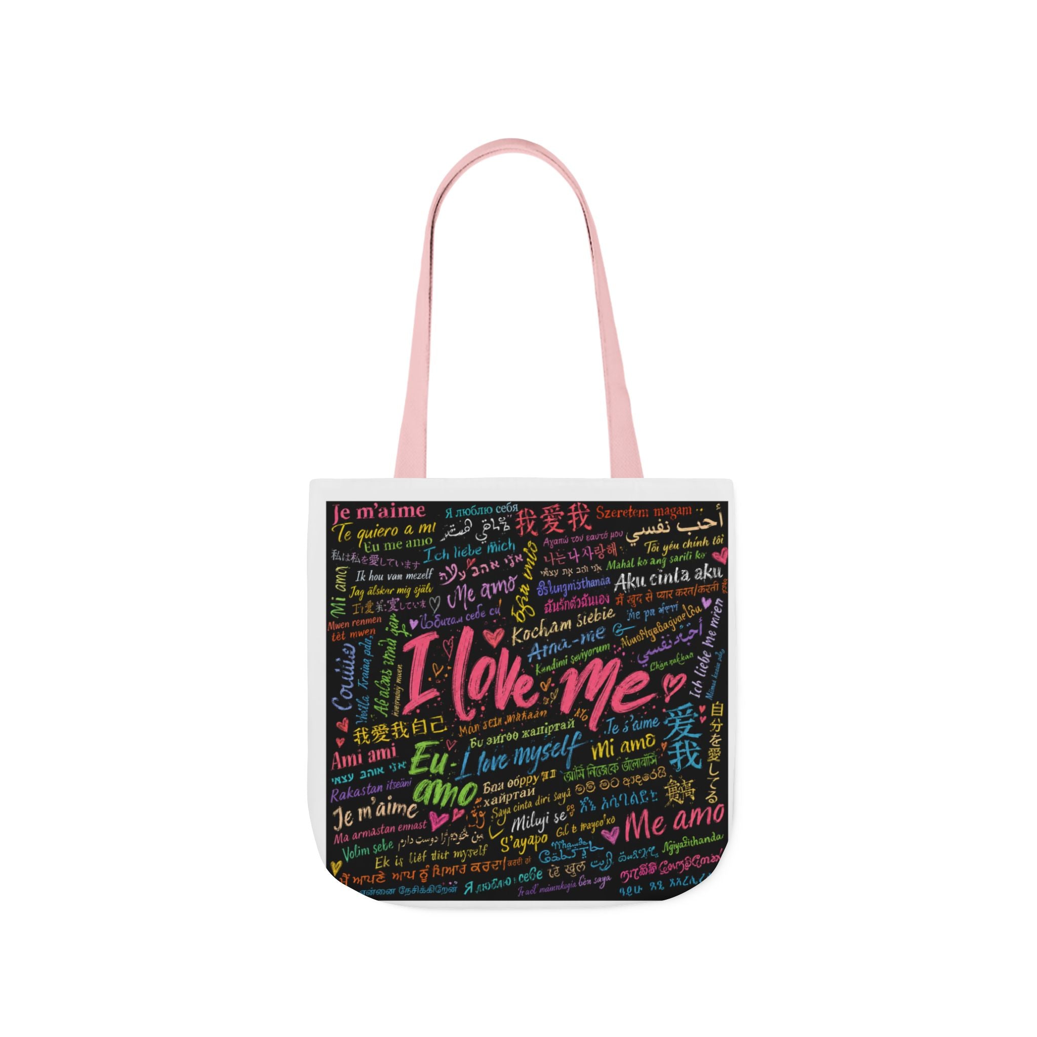 Tote Bag — "I Love Me" Multilingual Self-Love Canvas Tote