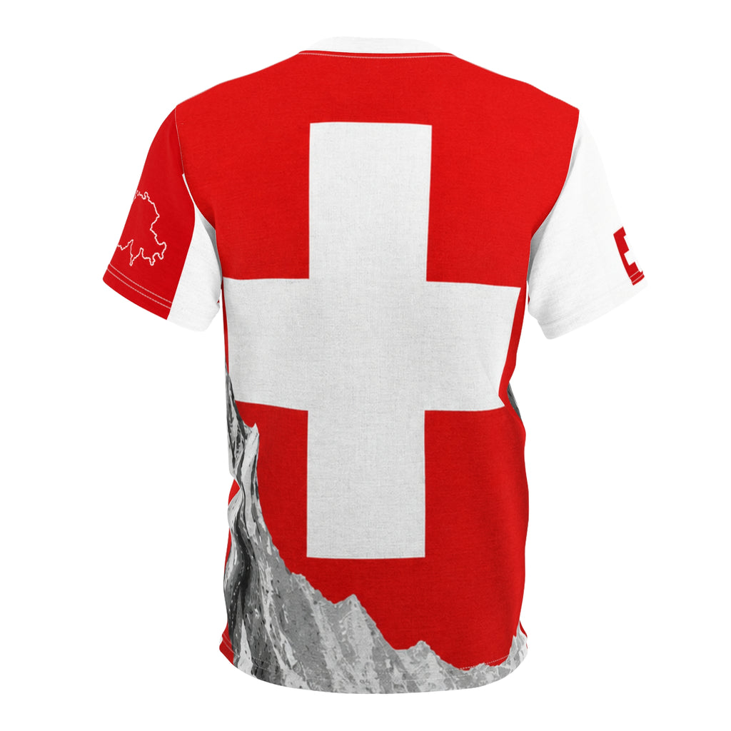 Switzerland Alpine CrossTee — Swiss Cross Scenic All-Over Print Shirt