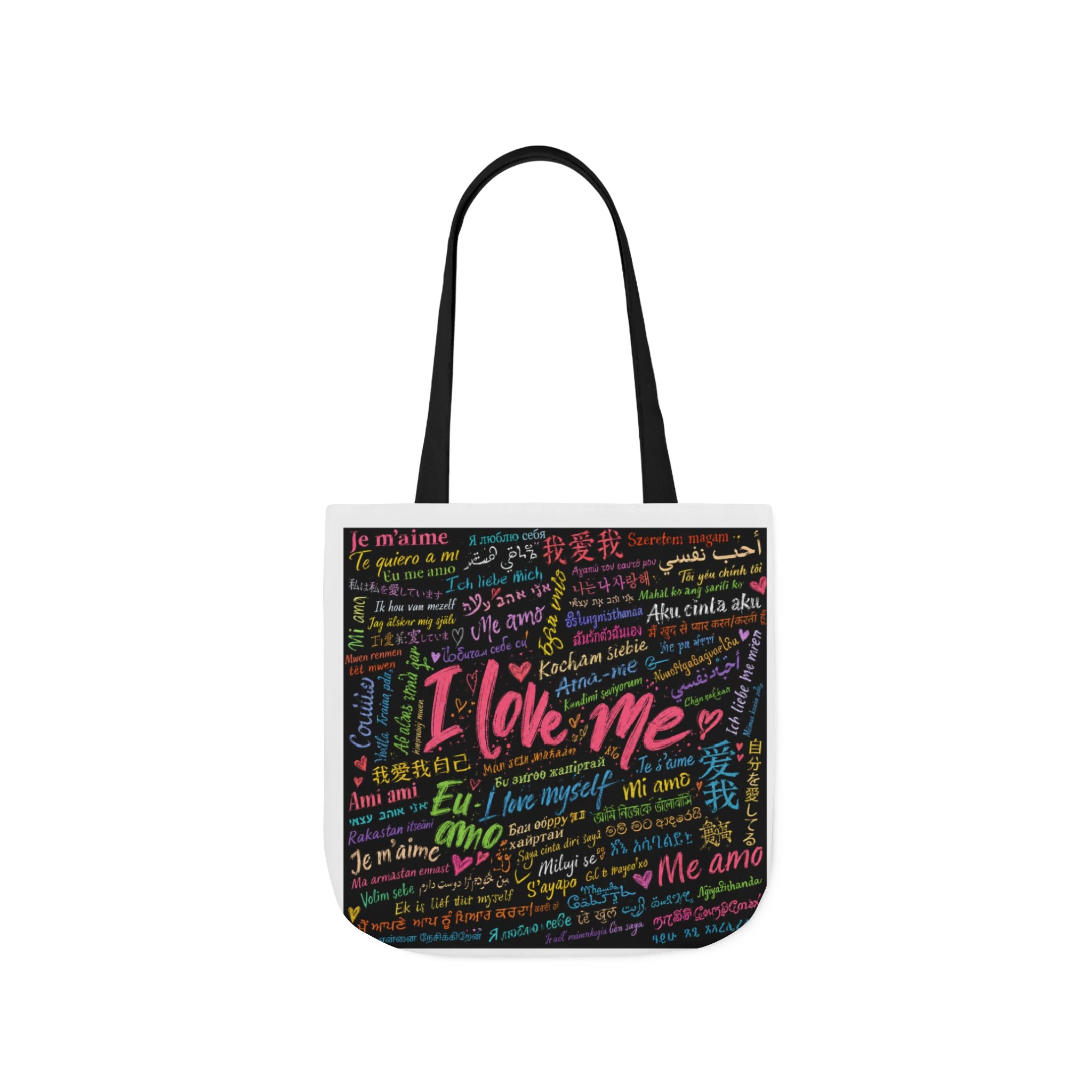 Tote Bag — "I Love Me" Multilingual Self-Love Canvas Tote