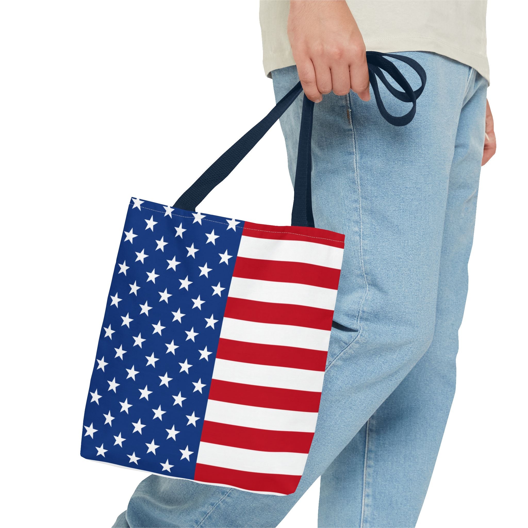 American Flag Tote Bag — Patriotic USA Stars & Stripes Beach, Grocery & Fourth of July Tote