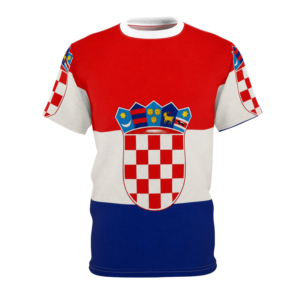 Croatia Flag All-Over Print Tee — Croatian Coat of Arms Patriotic Shirt