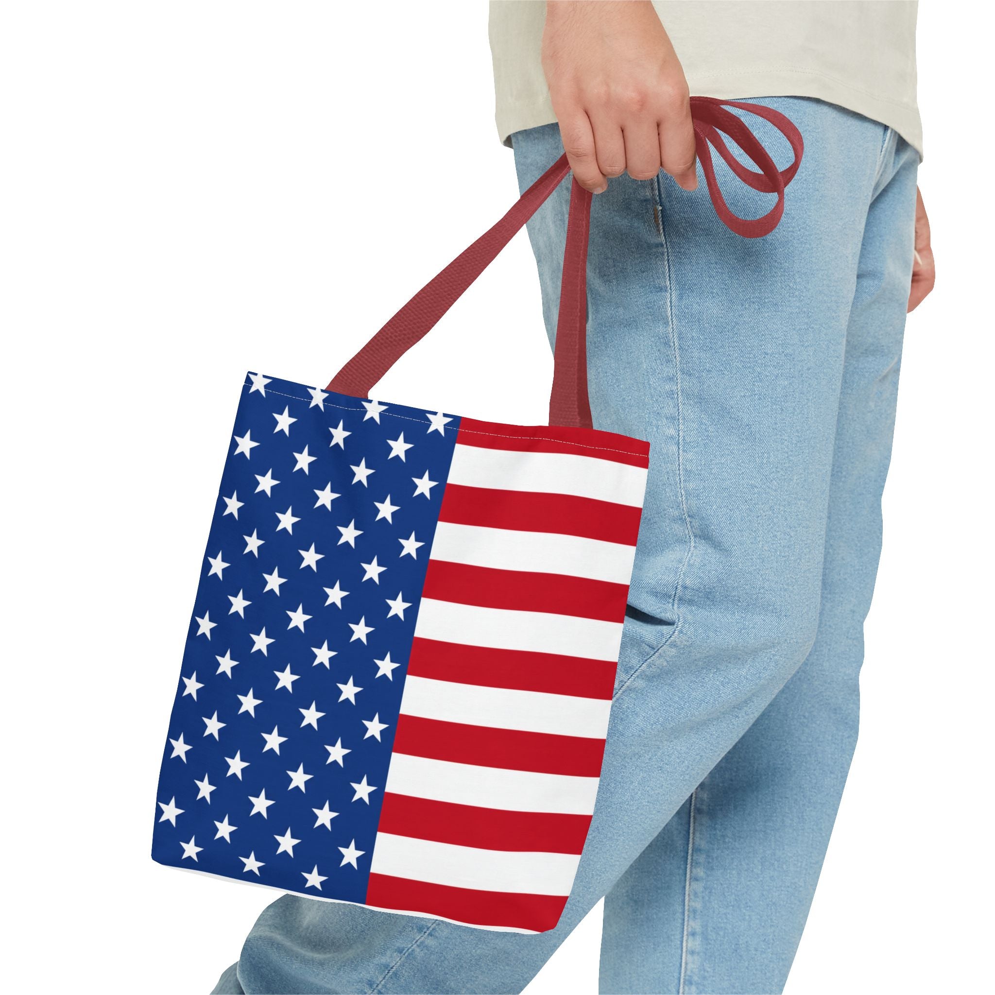 American Flag Tote Bag — Patriotic USA Stars & Stripes Beach, Grocery & Fourth of July Tote