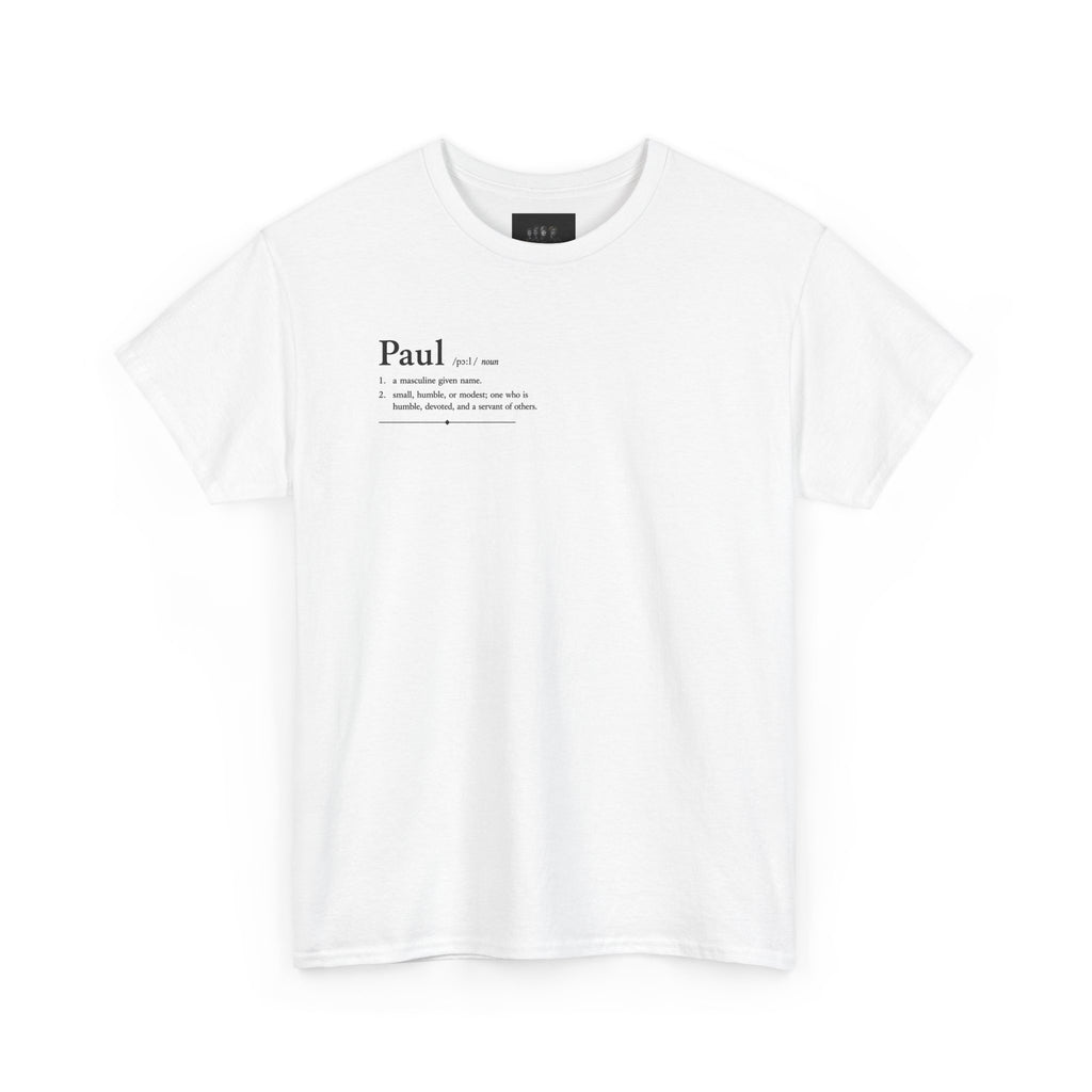 Paul Personalised Name t-Shirt | Minimalist Dictionary Style | Biblical Name Meaning | Latin Name Origin | Christian Gift | Custom Name Apparel