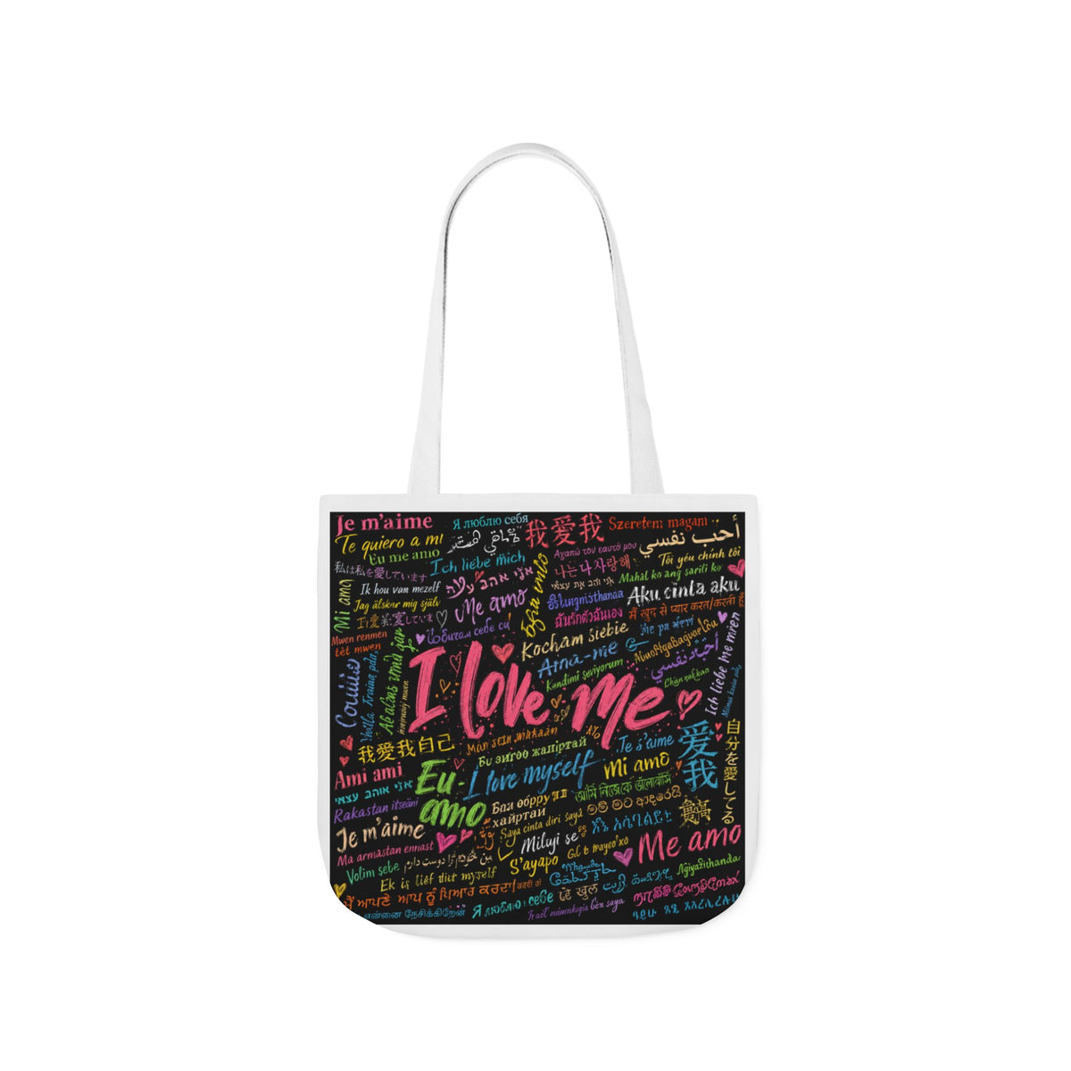 Tote Bag — "I Love Me" Multilingual Self-Love Canvas Tote