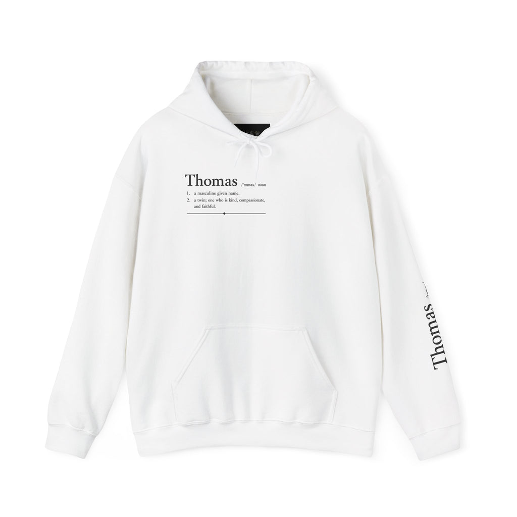 Thomas Personalized Name Hoodie | Minimalist Dictionary Style | Biblical Name Meaning | Hebrew Origin | Christian Gift | Custom Name Apparel