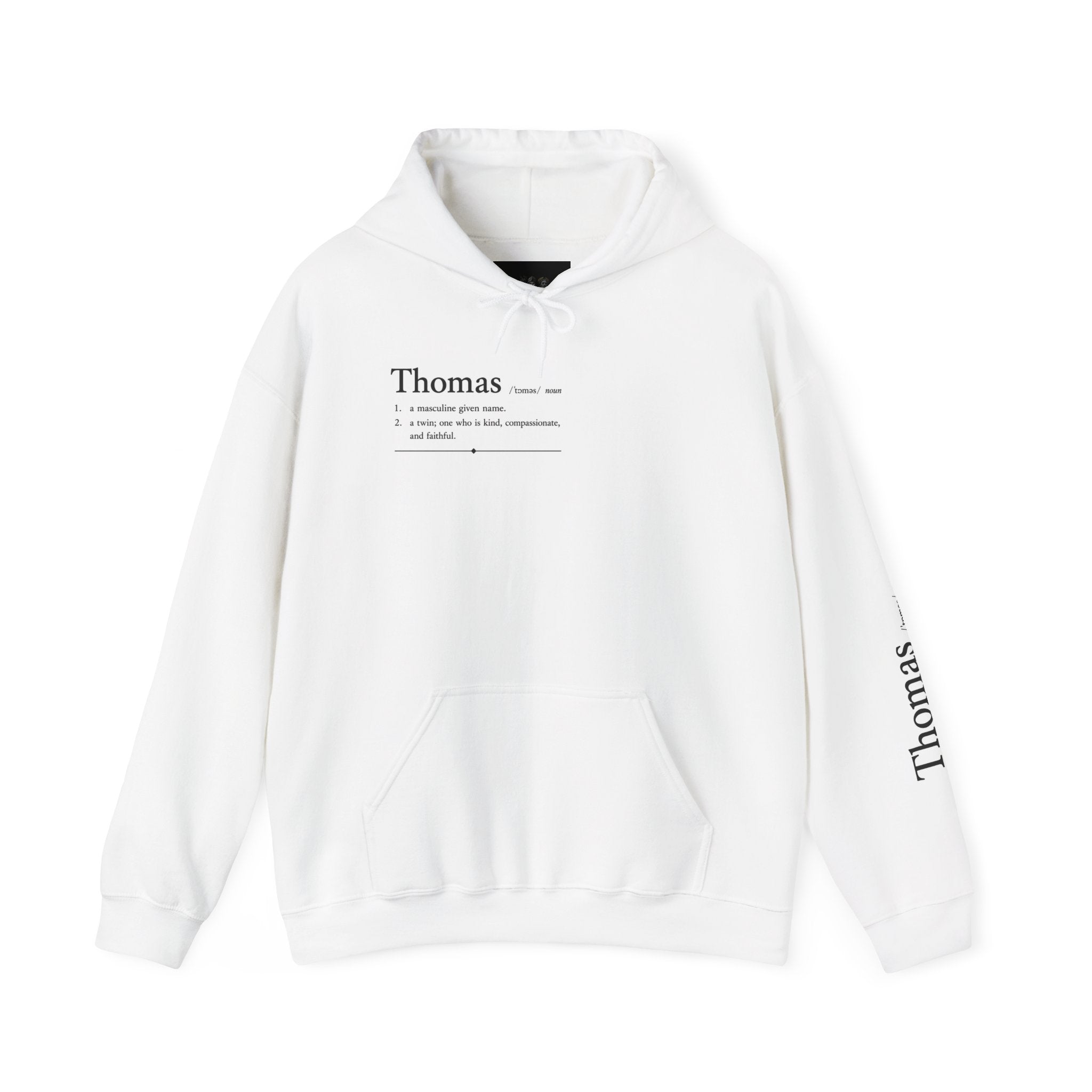 Thomas Personalized Name Hoodie | Minimalist Dictionary Style | Biblical Name Meaning | Hebrew Origin | Christian Gift | Custom Name Apparel