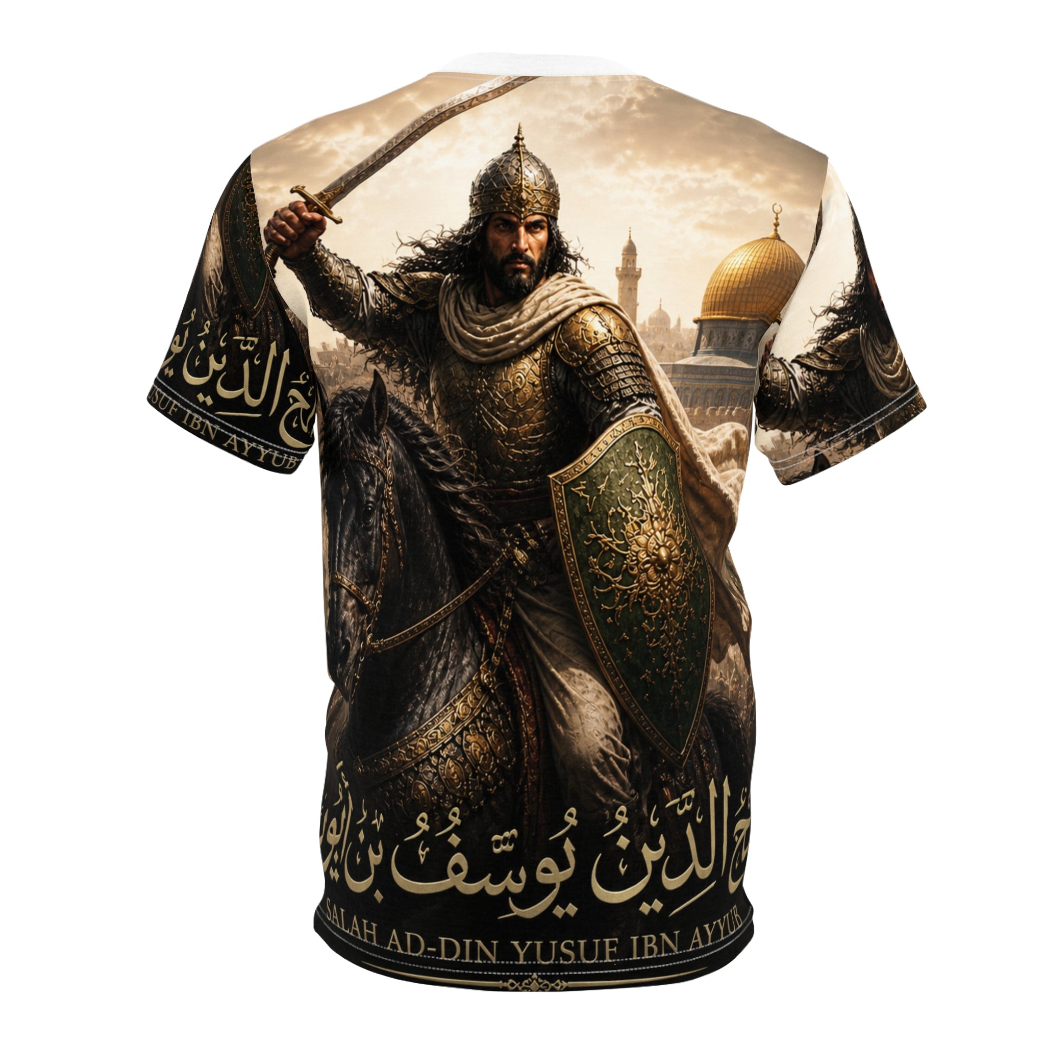 Saladin Warrior Graphic Tee — Medieval Islamic Hero All-Over Print