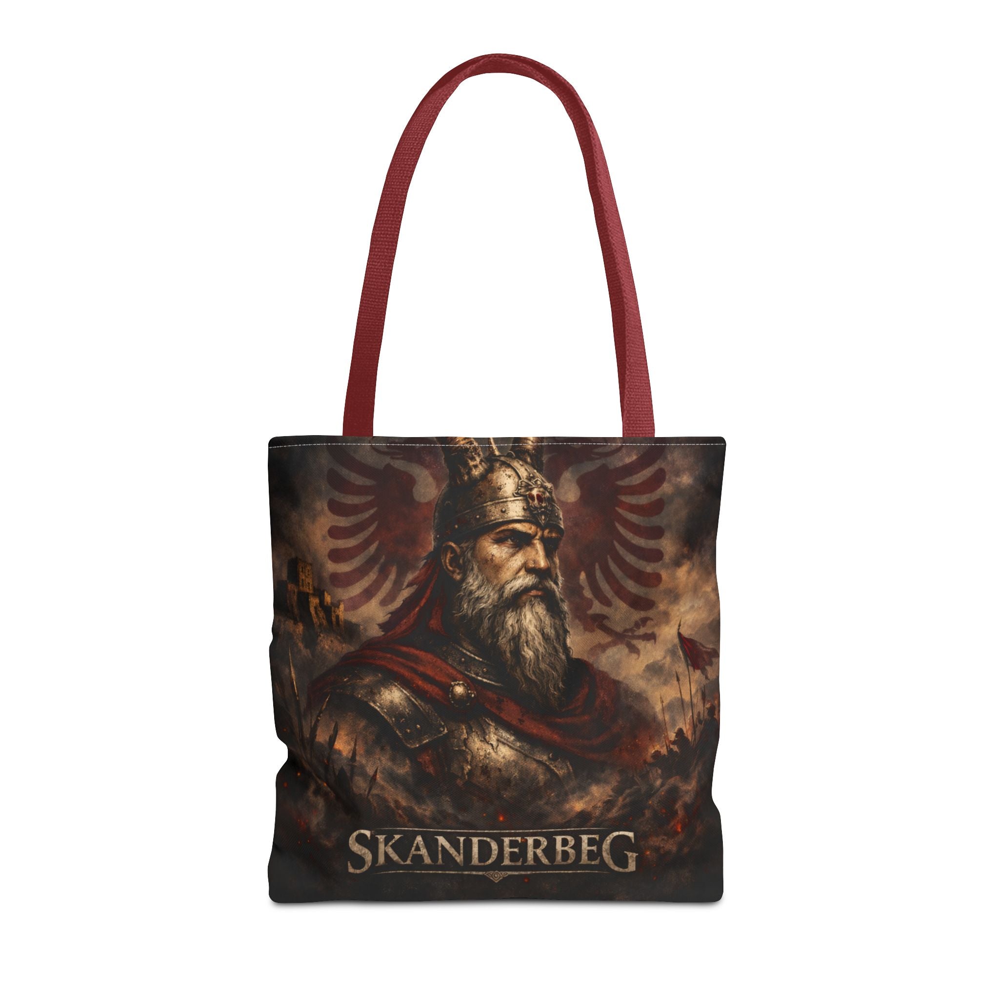 Skanderbeg Historical Portrait Tote Bag – Albanian Hero Armor Design