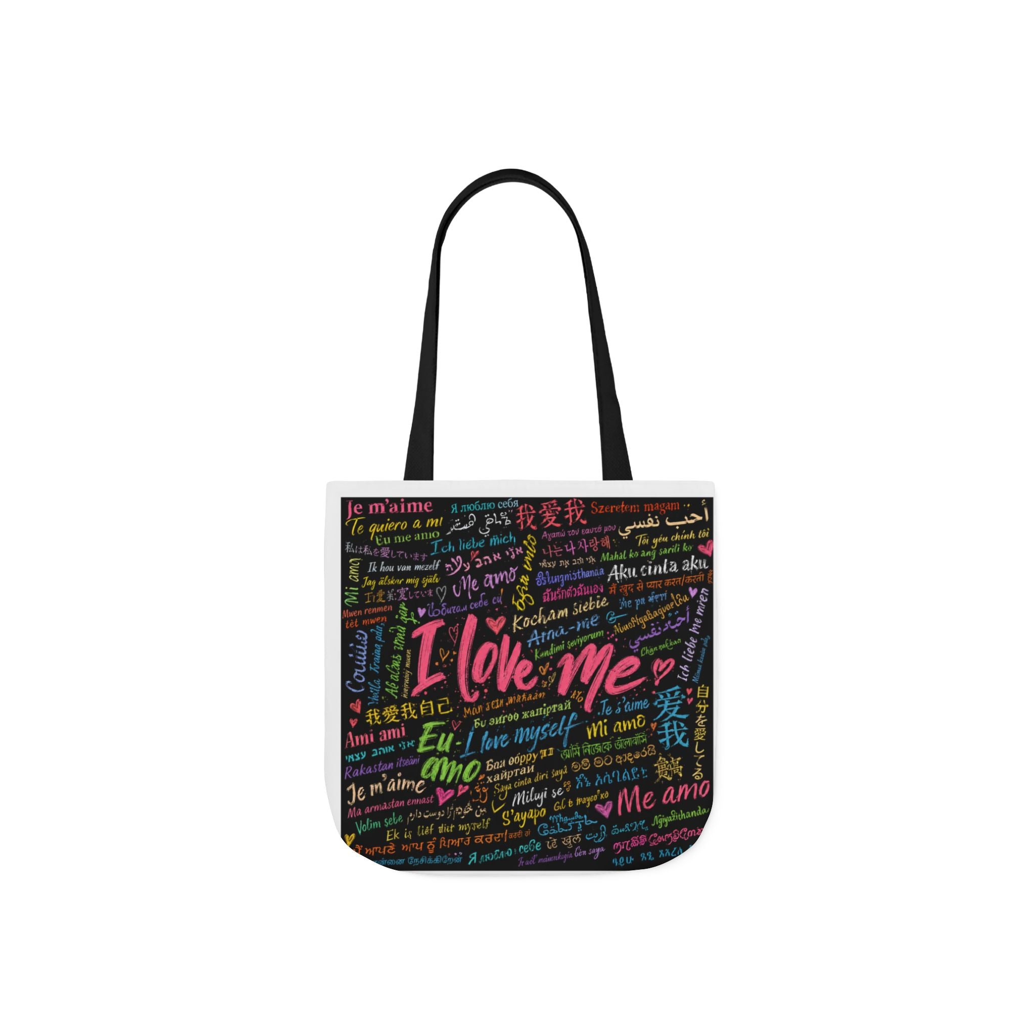 Tote Bag — "I Love Me" Multilingual Self-Love Canvas Tote